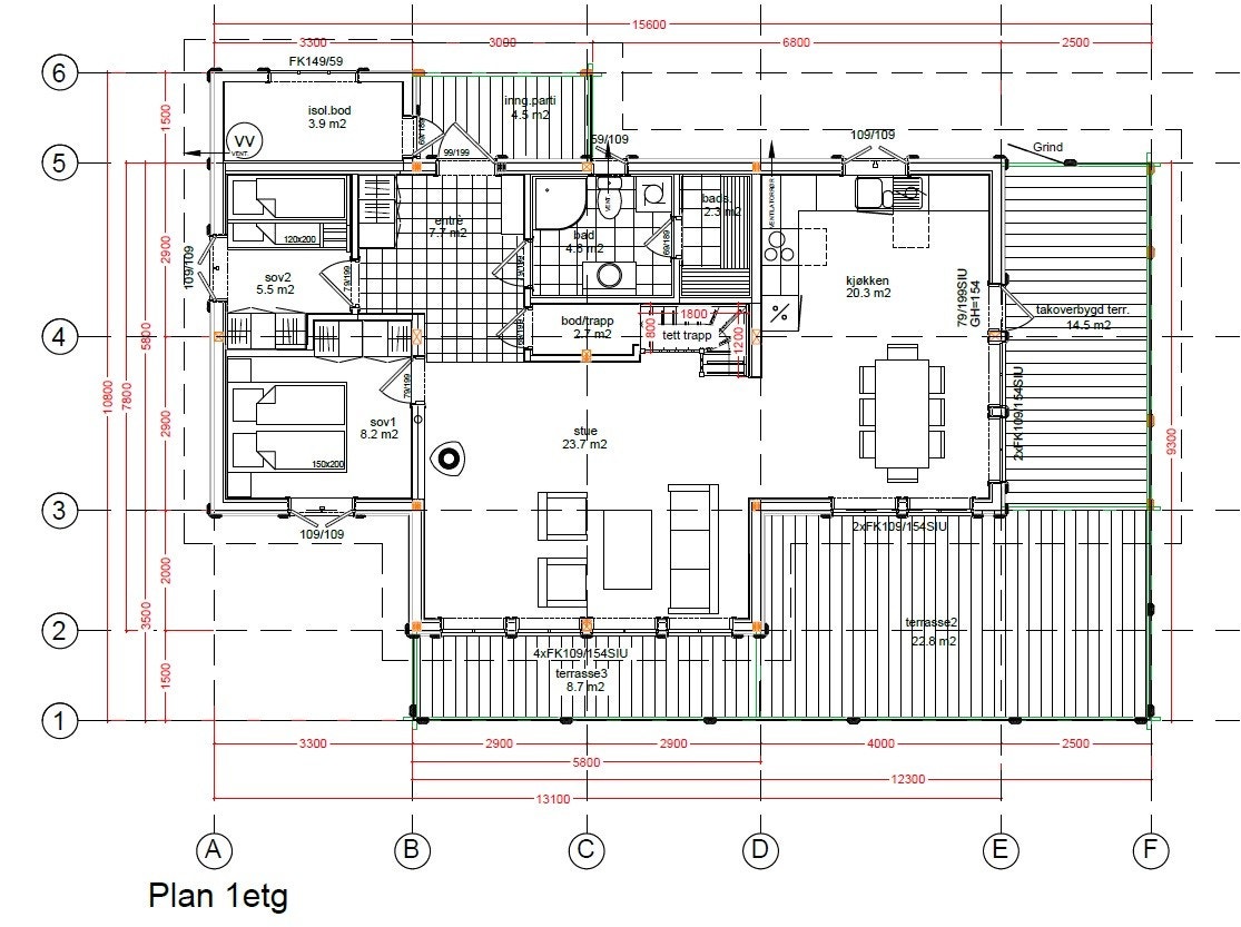 Plantegning 1. etg. Galleribilde