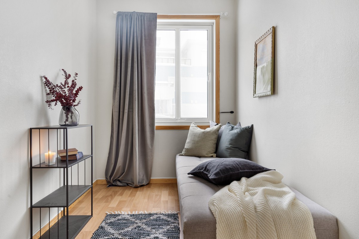 Soverom 3 med plass til enkeltseng eller daybed - her kan man også etablere en kontorplass