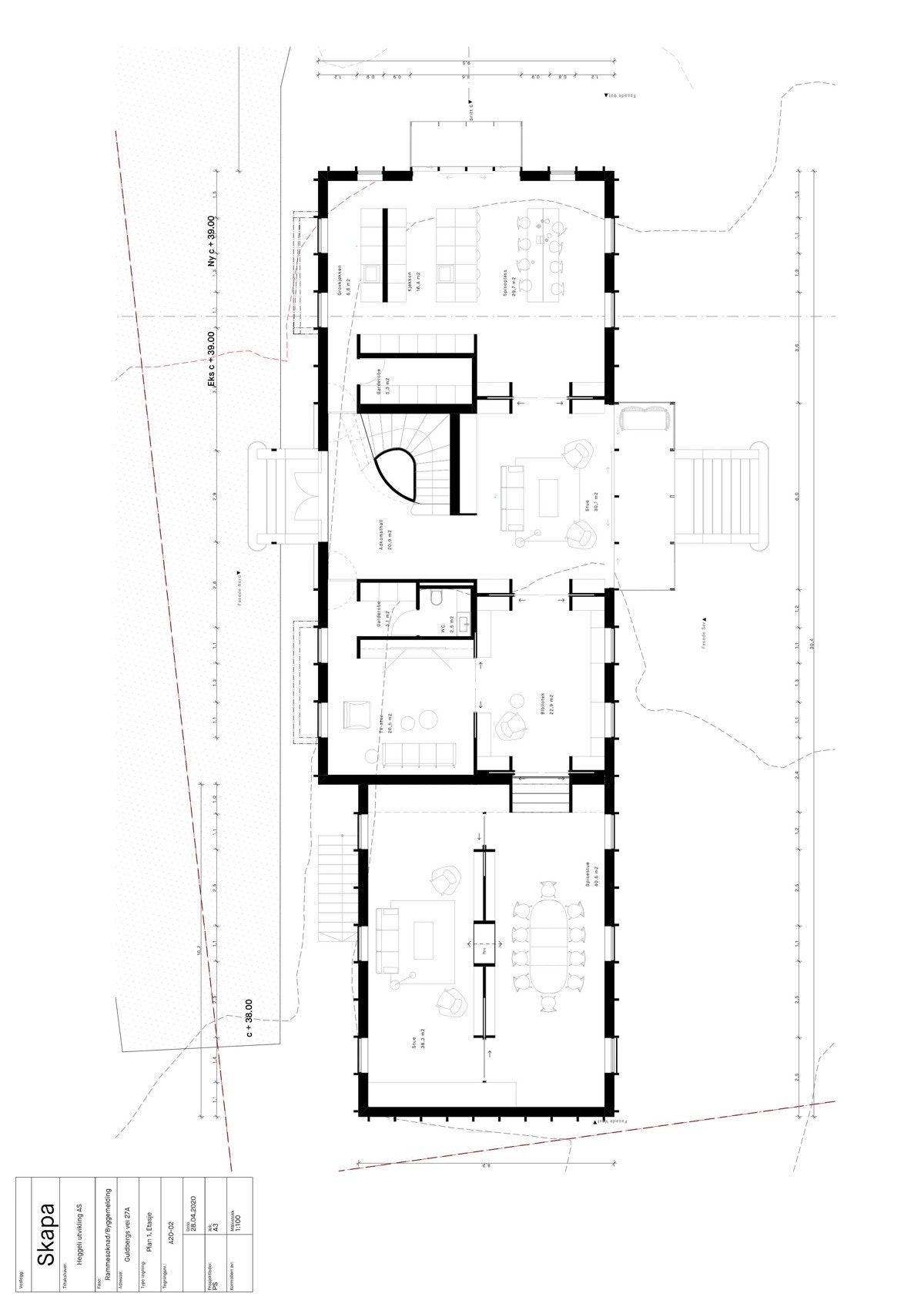 Plantegning 1. etasje fra rammetillatelse. Galleribilde