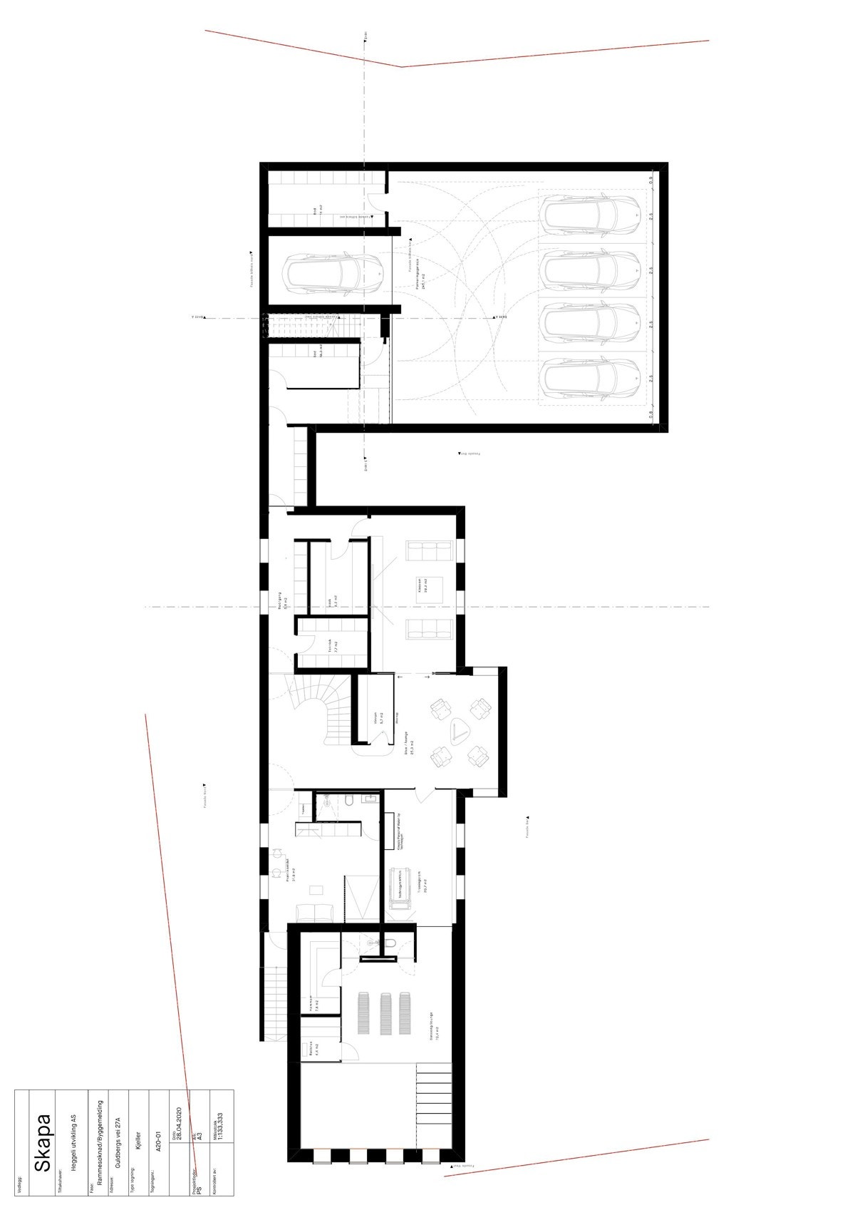 Plantegning kjeller fra rammetillatelse. Galleribilde