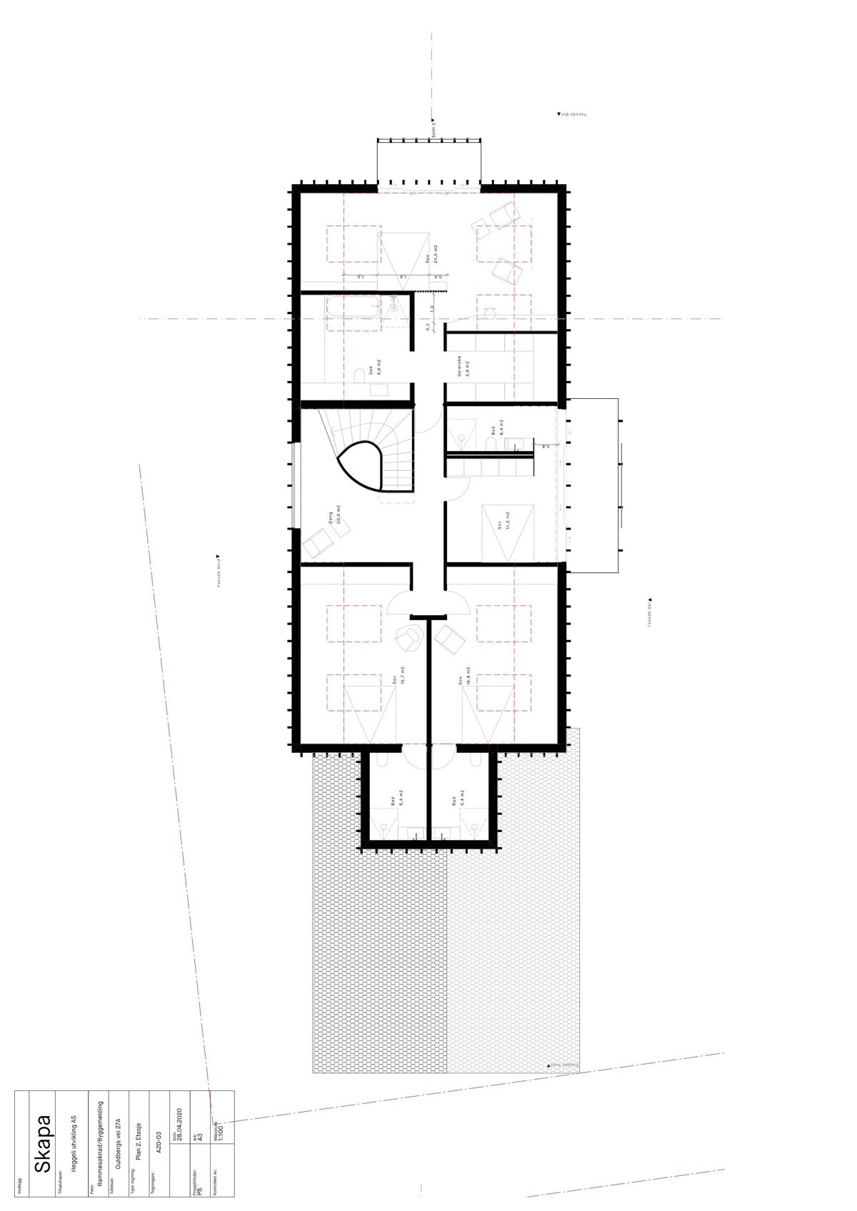 Plantegning 2. etasje fra rammetillatelse. Galleribilde