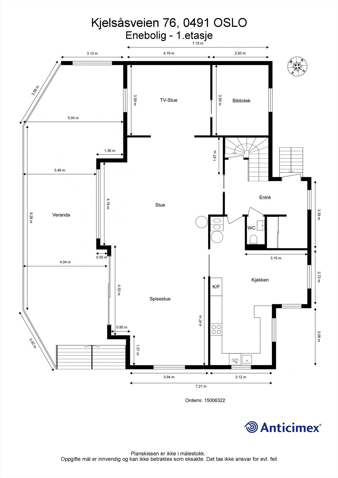 Planskisse 1. etasje. Meget god planløsning med generøse oppholdsrom Galleribilde