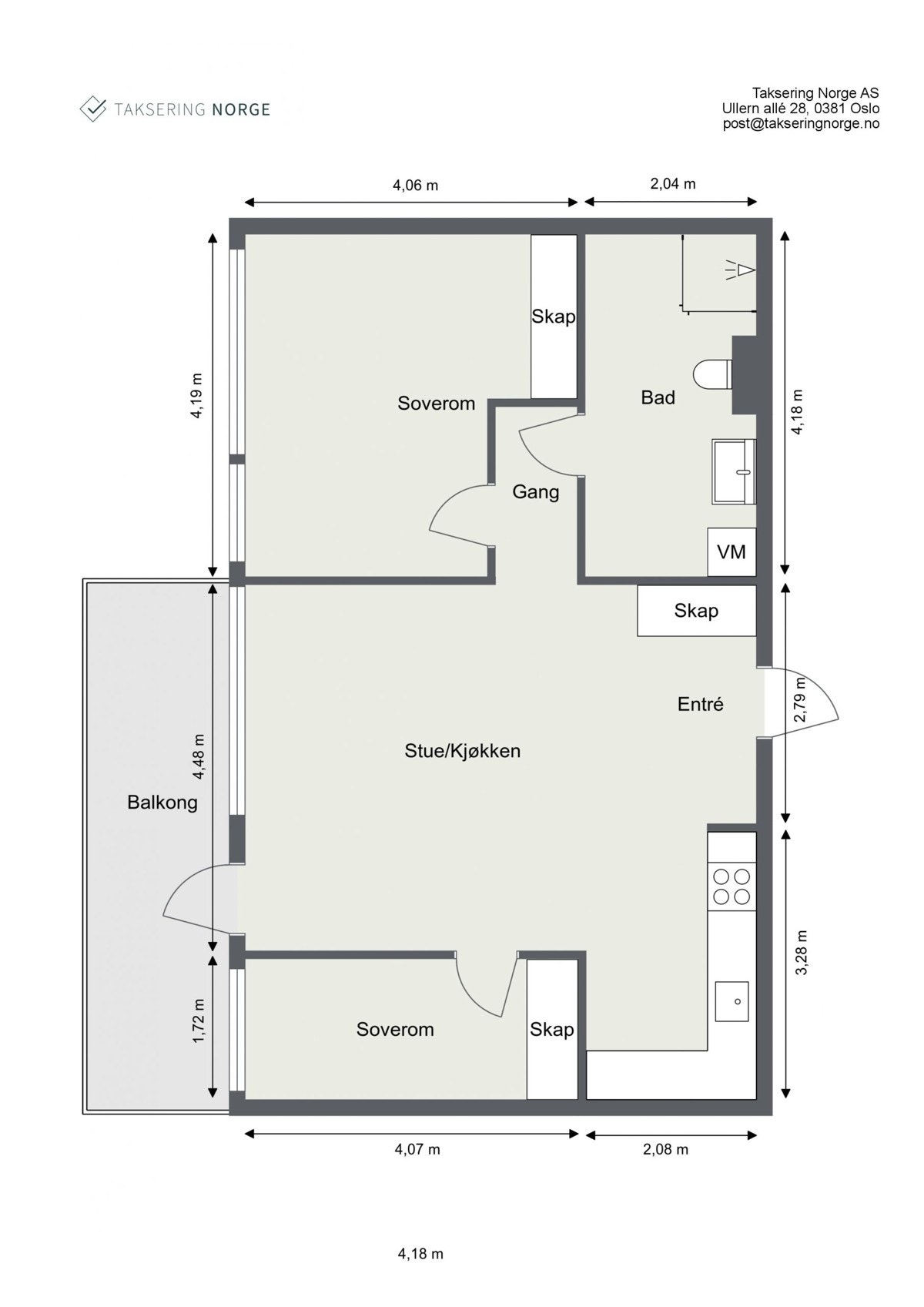 Målsatt planskisse - Leiligheten har en god intern beliggenhet og har heisadkomst. Det medfølger garasjeplass Galleribilde