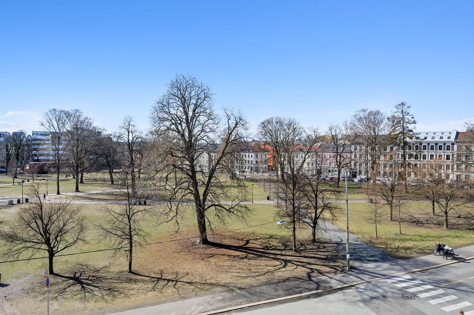 Idyllisk utsikt fra stuevinduet mot Sofienbergparken. Galleribilde
