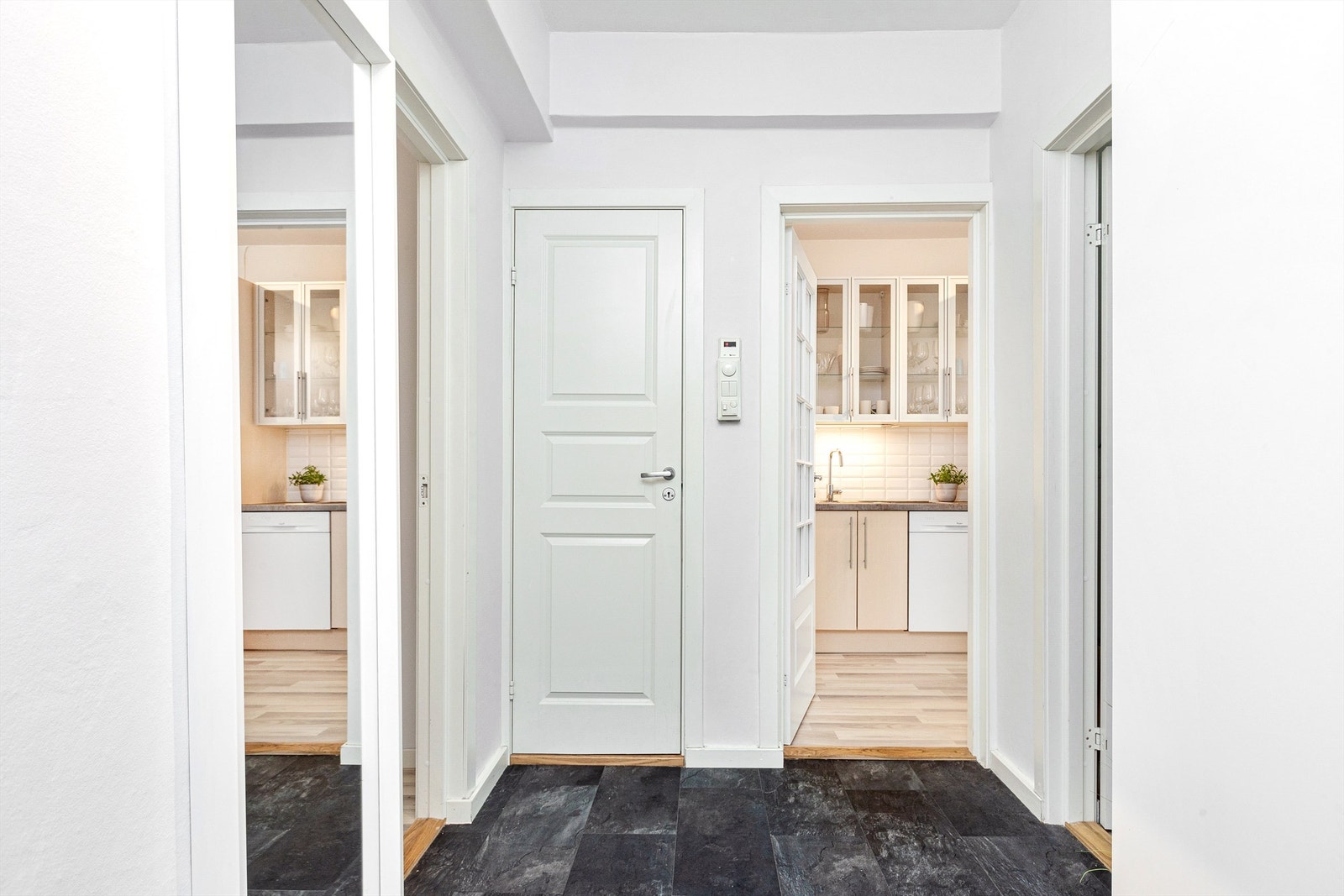 Inngang til alle rom i leiligheten fra entreen Galleribilde