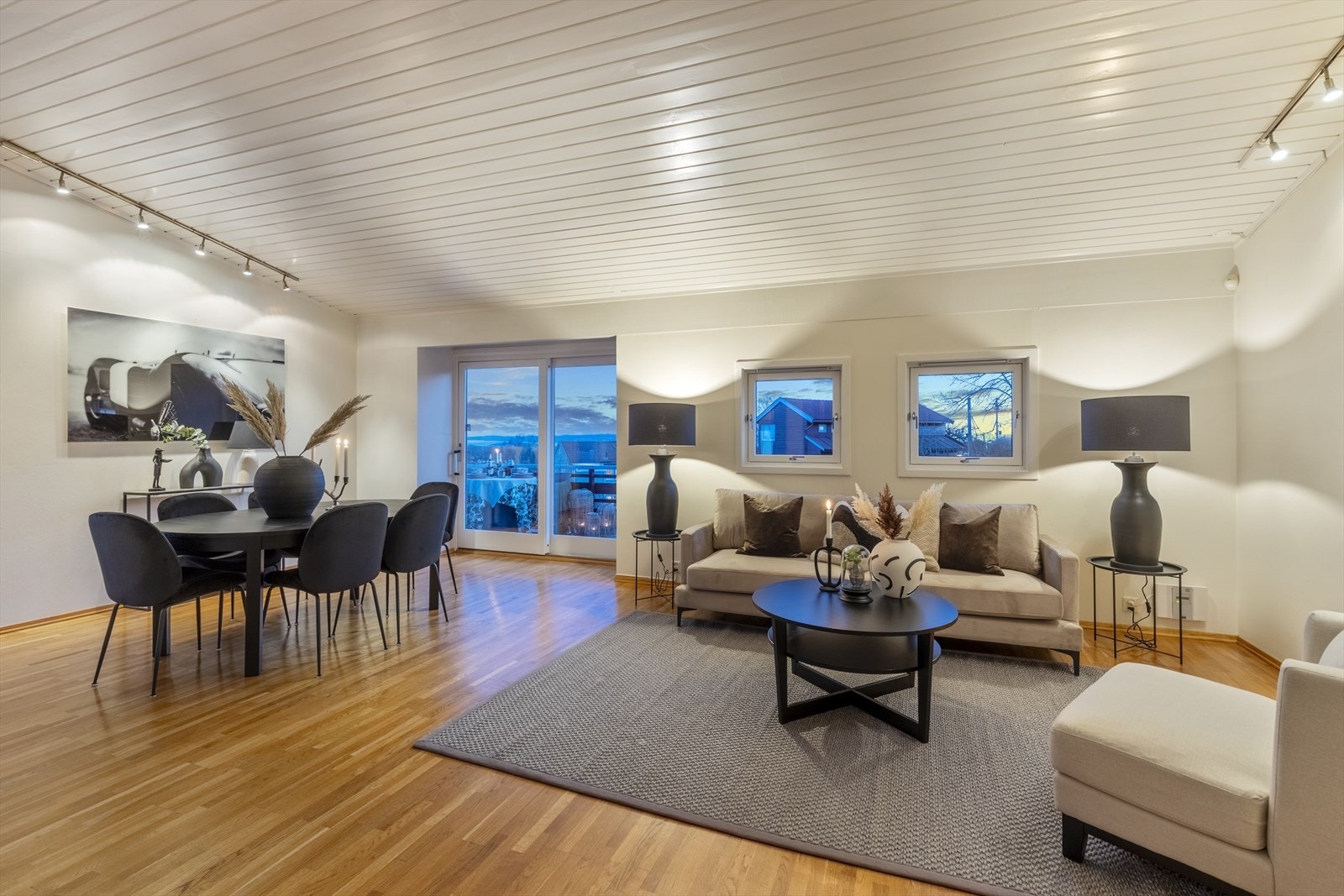 Romslig stue og spisestue Galleribilde