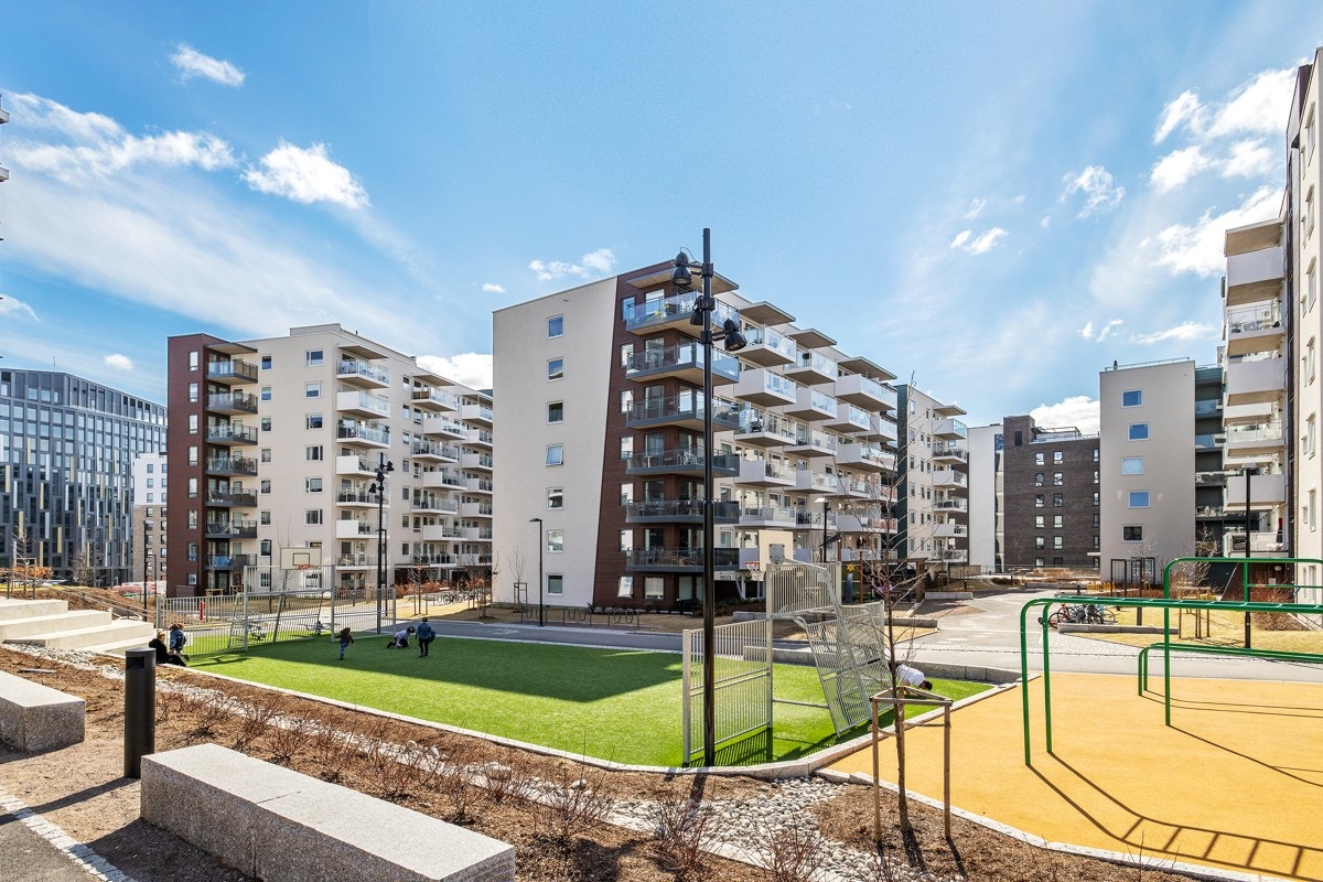 Leiligheten har en fin intern beliggenhet i Gartnerkvartalet på Løren Galleribilde