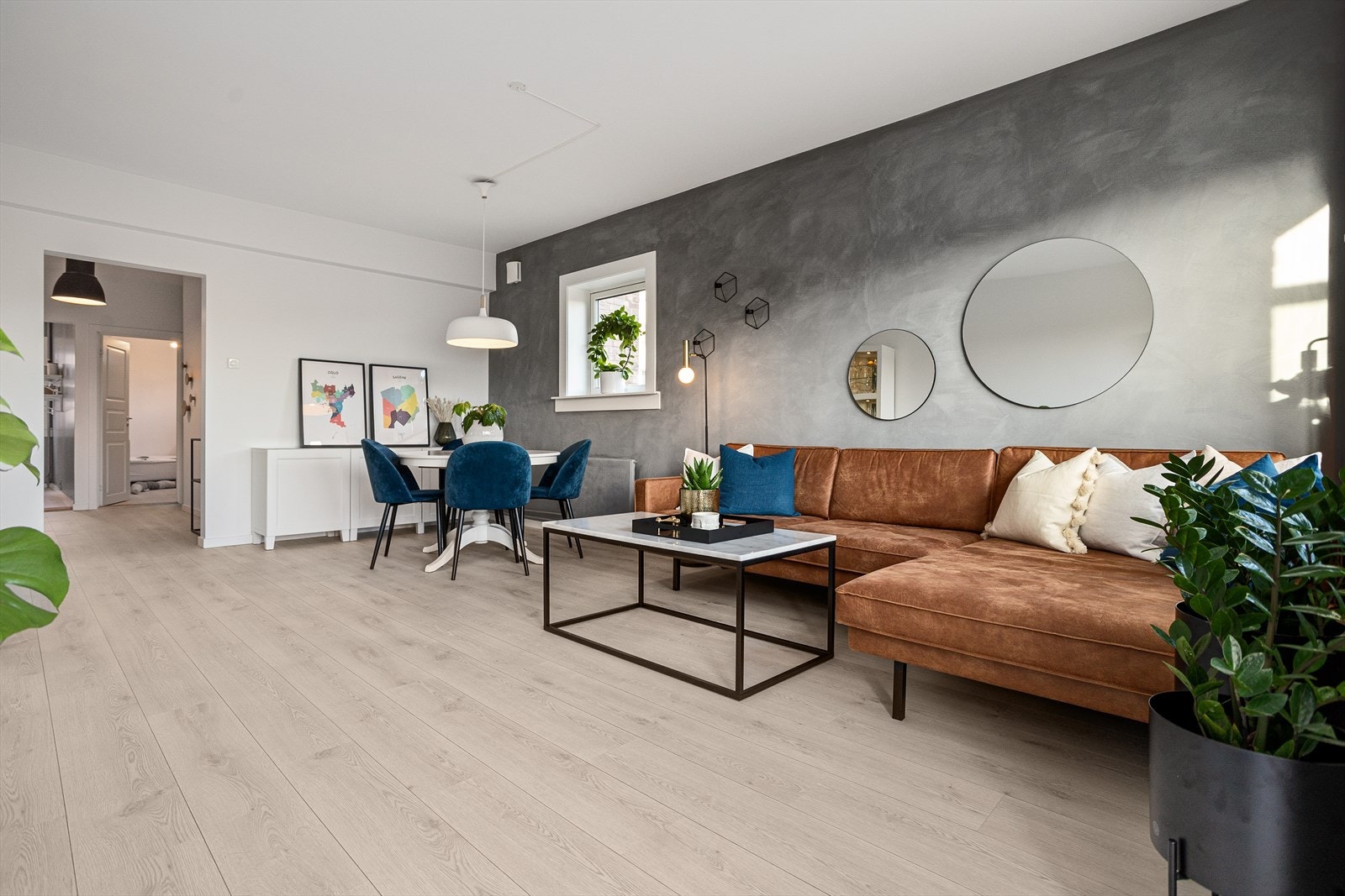 Leiligheten er malt i moderne og tidsriktige farger. Galleribilde