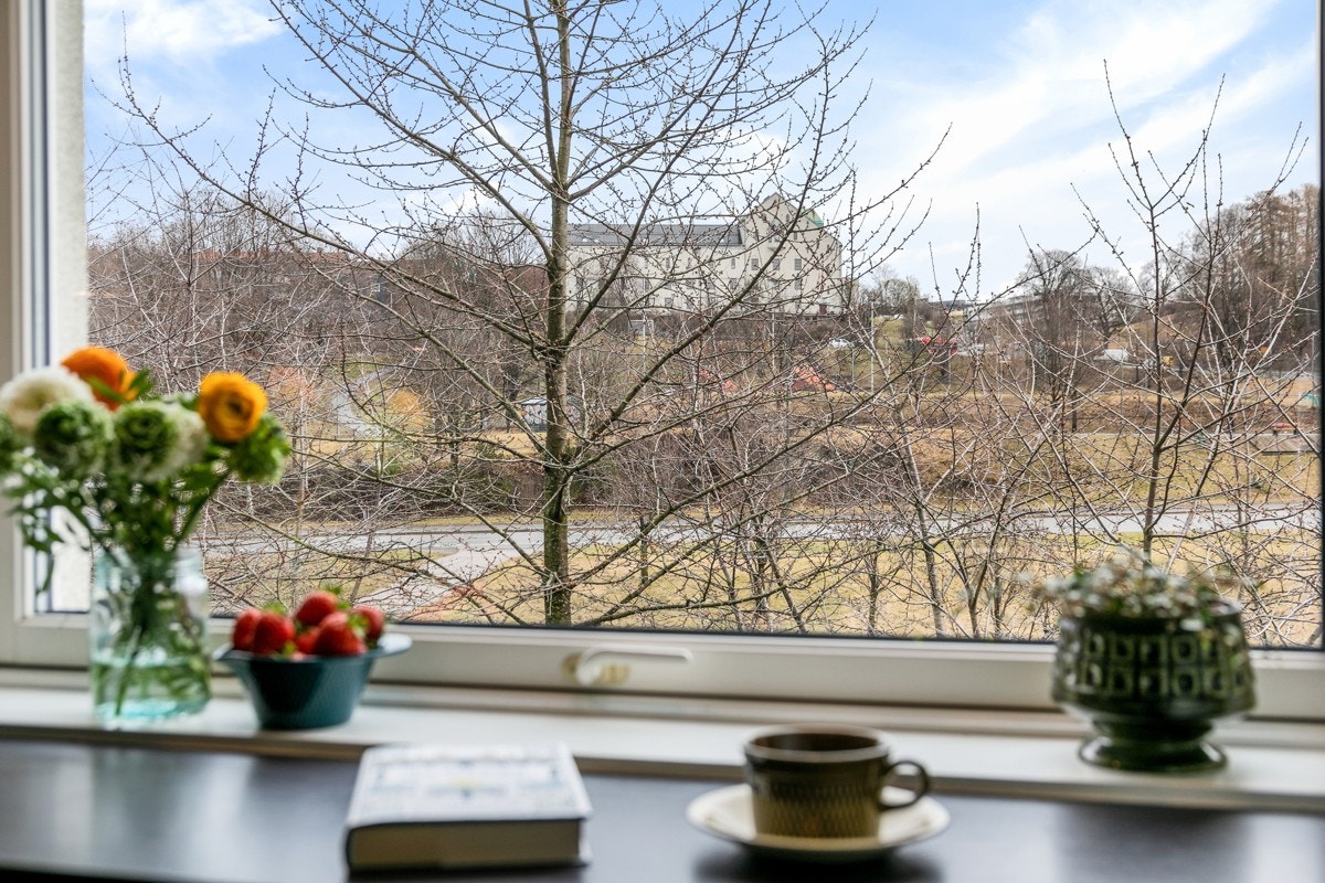 Ved spiseplassen har du nydelig utsikt til grønne og frodige Tøyenparken. Galleribilde