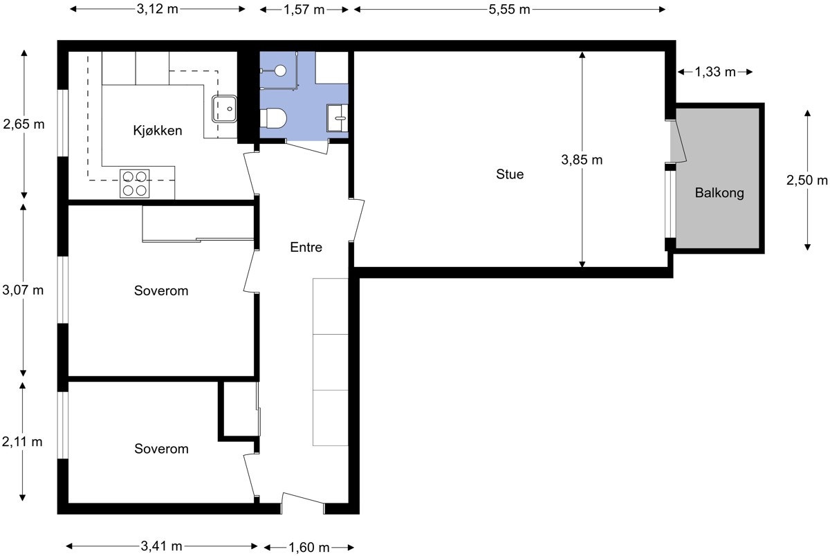 Plantegning fra takstmann. Galleribilde