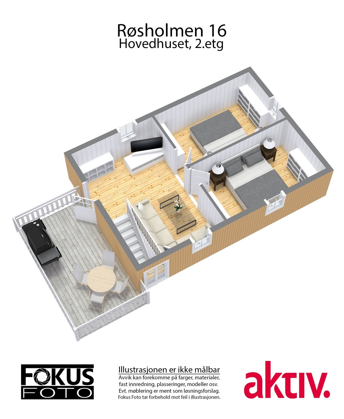 3D - Hovedhuset 2. etasje Galleribilde