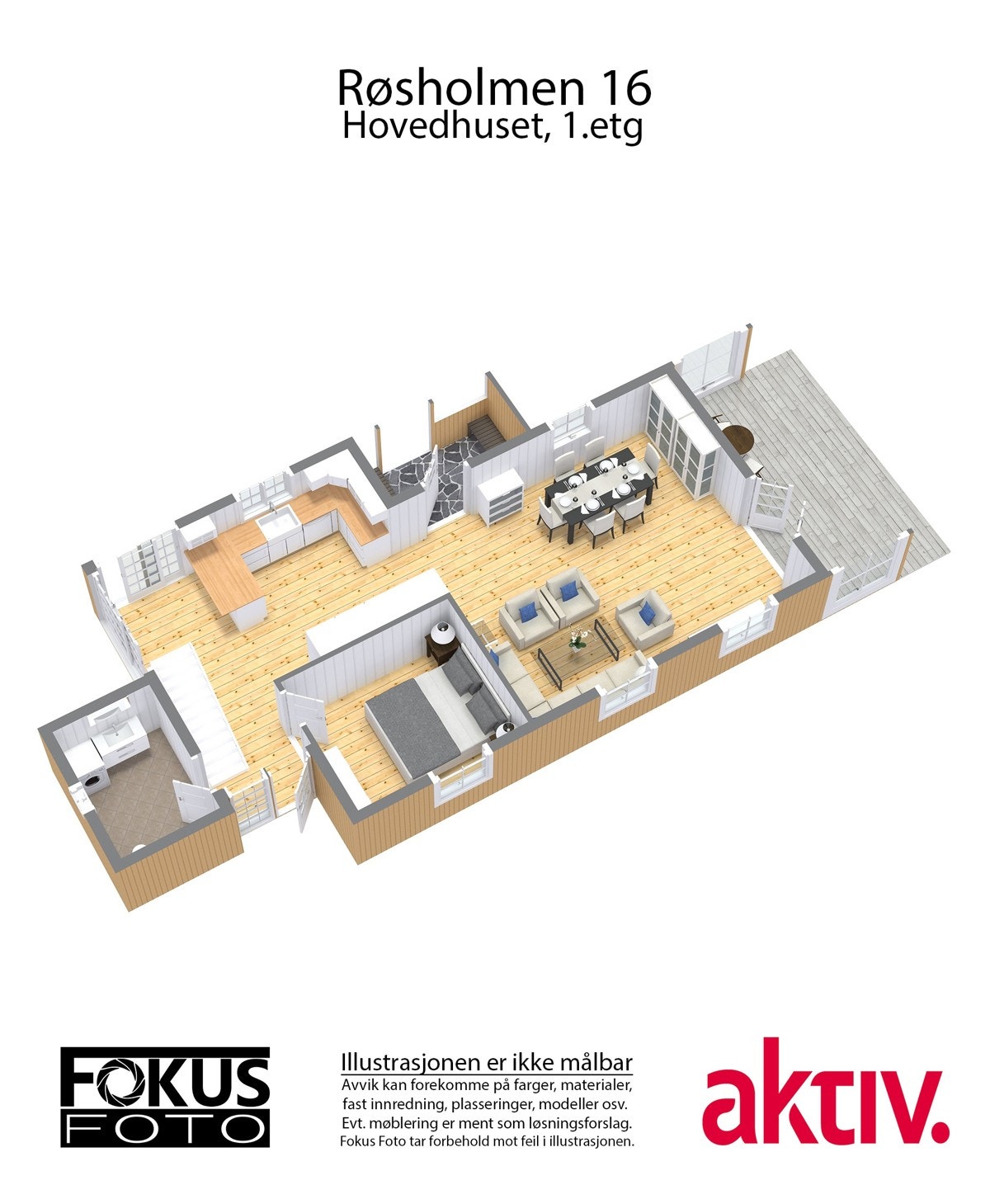 3D - Hovedhuset 1. etasje Galleribilde