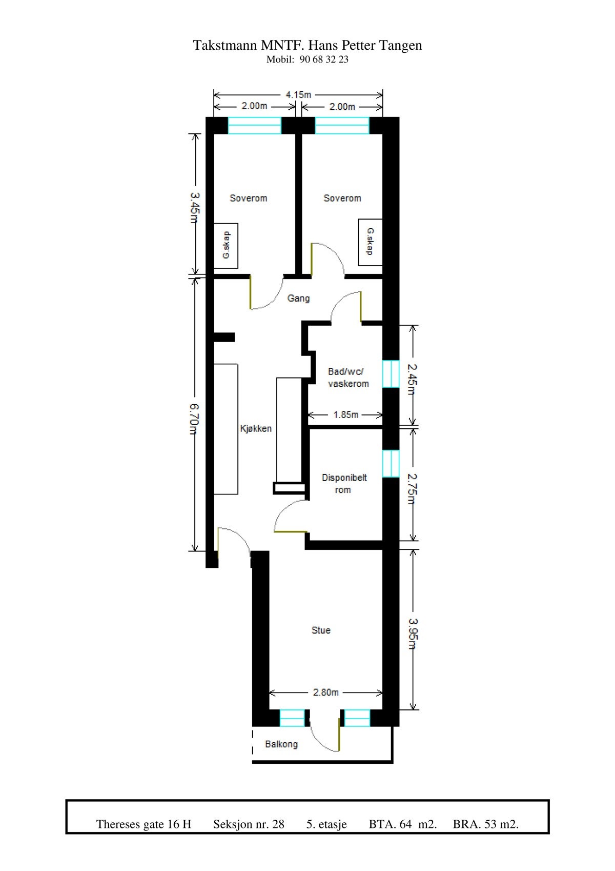 Plantegning - Thereses gate 16H Galleribilde