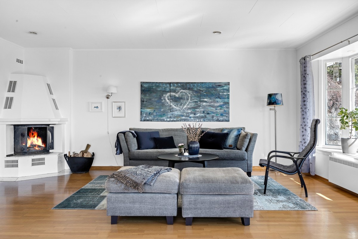 Stue med peis Galleribilde