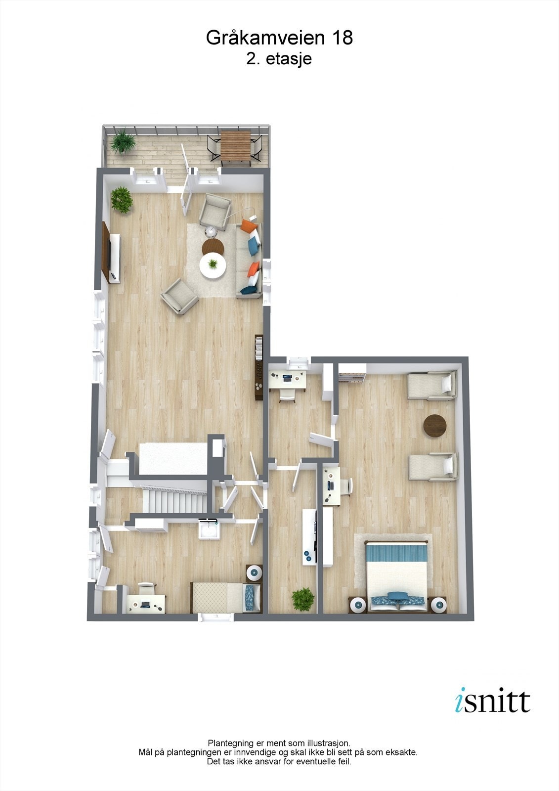 3D Plantegning - Annen etasje Galleribilde