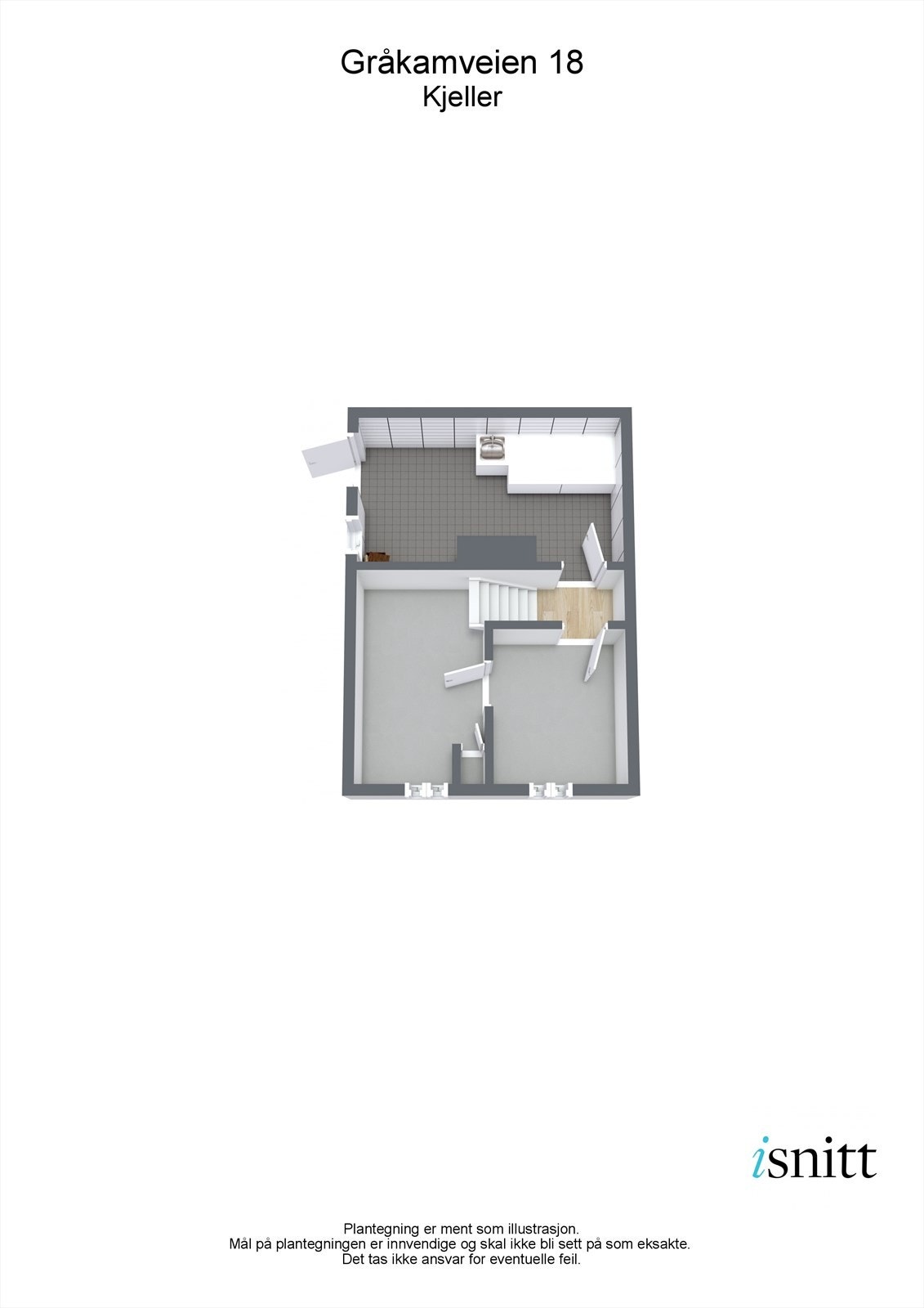 3D Plantegning - Underetasje Galleribilde