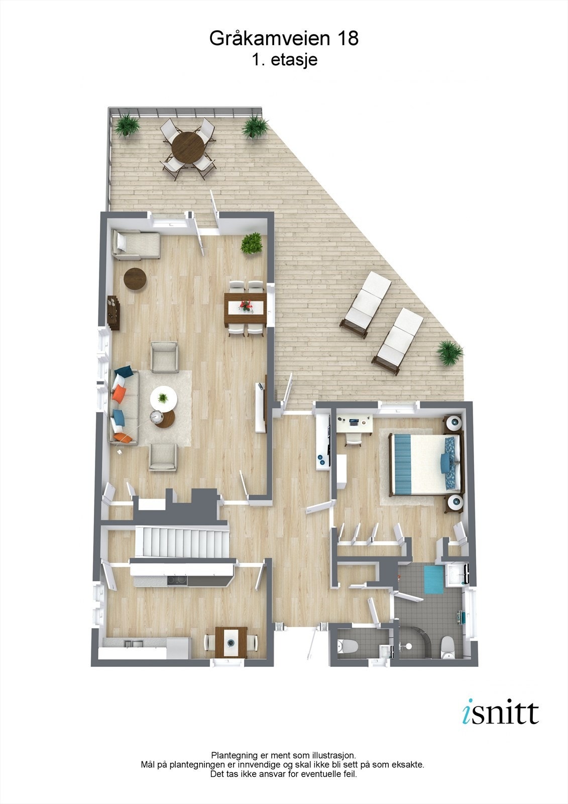 3D Plantegning - Første etasje Galleribilde