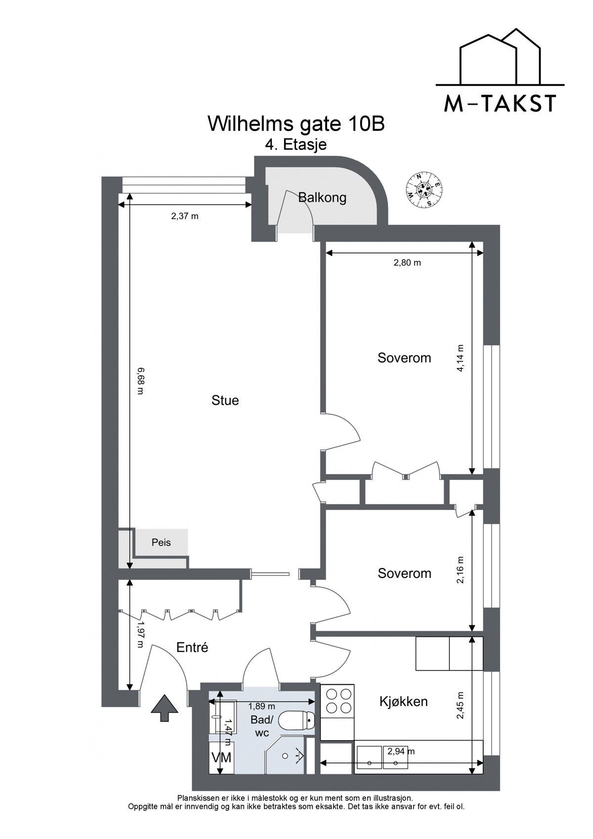 Plantegning Wilhelms gate 10B. Galleribilde