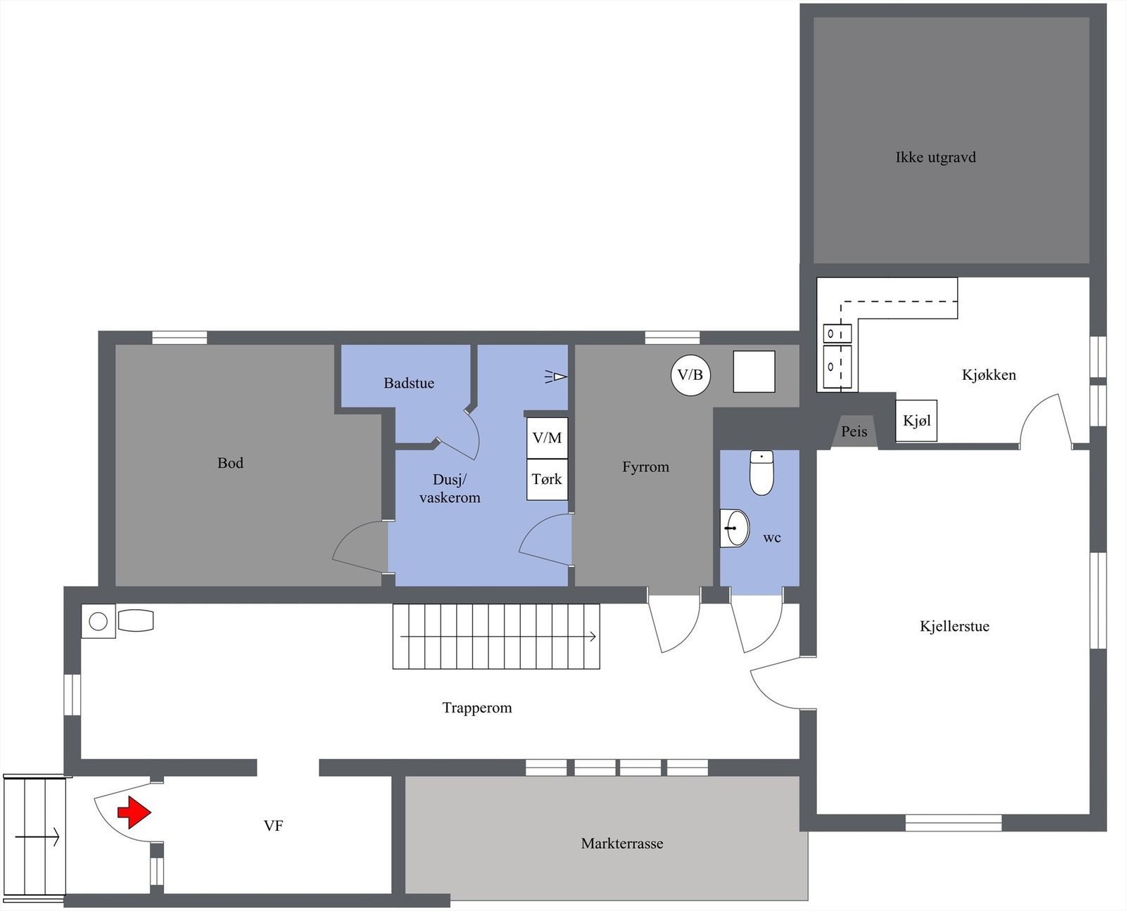 Plantegning underetasje Galleribilde