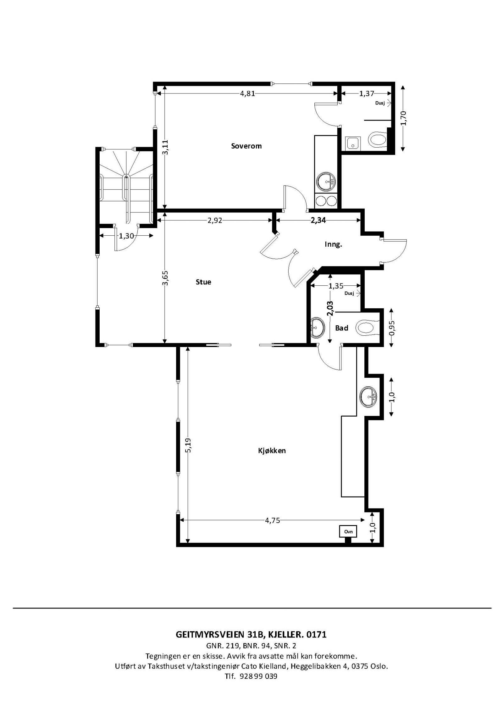 Plantegning kjeller. Galleribilde