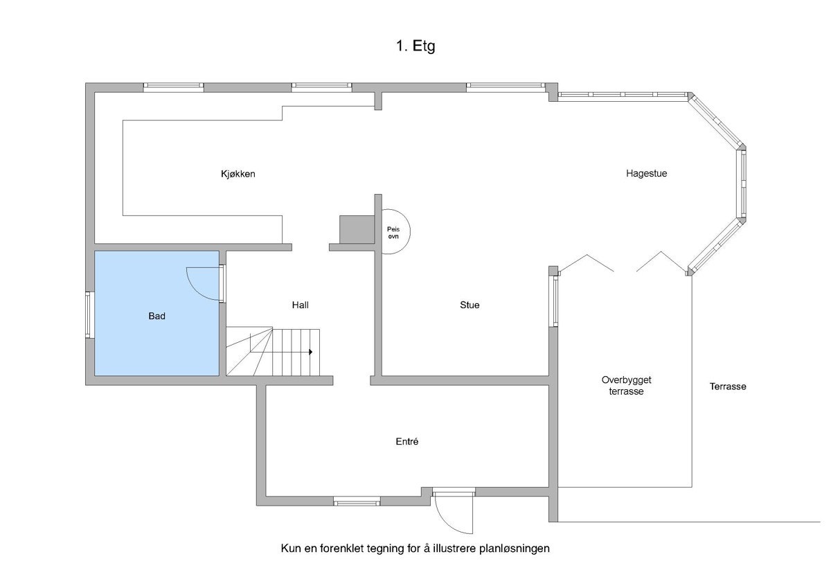 Plantegning 1. etasje Galleribilde