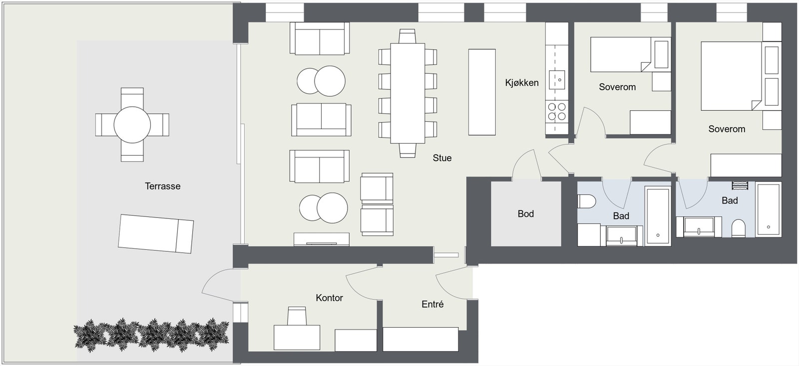 Rostockgata 7 - 13.etasje - 2D Floor Plan. Galleribilde