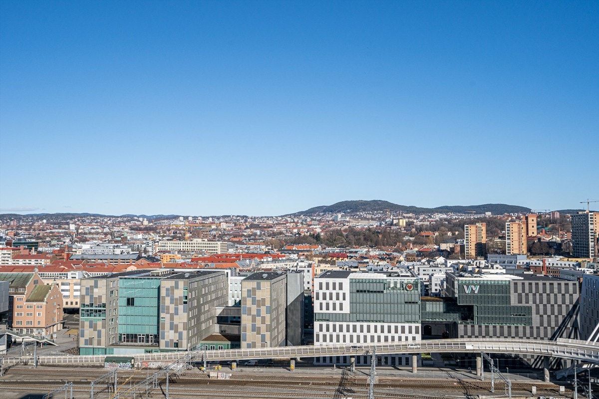 Utsikt over byen og Holmenkollen Galleribilde
