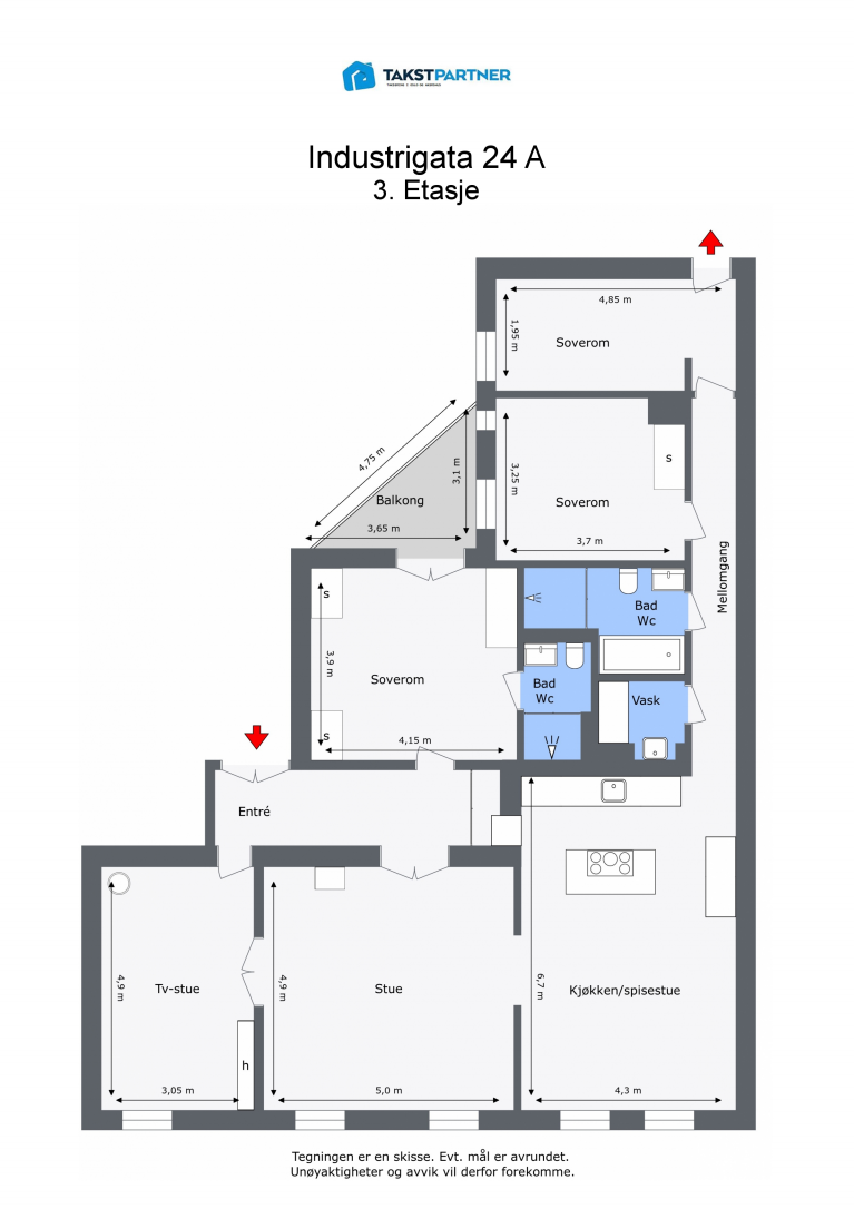 Plantegning - Industrigata 24A. Galleribilde