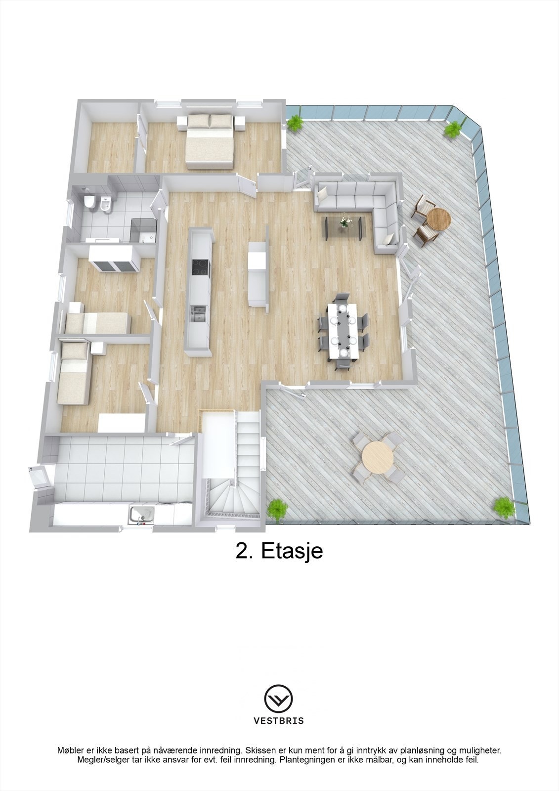 Plantegning - Tørresplasset 12, 5550 Sveio - 2. Etasje - 3D Galleribilde