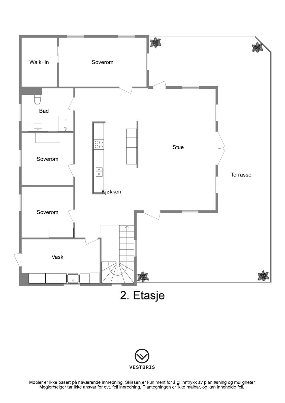 Plantegning - Tørresplasset 12, 5550 Sveio - 2. Etasje - 2D Galleribilde