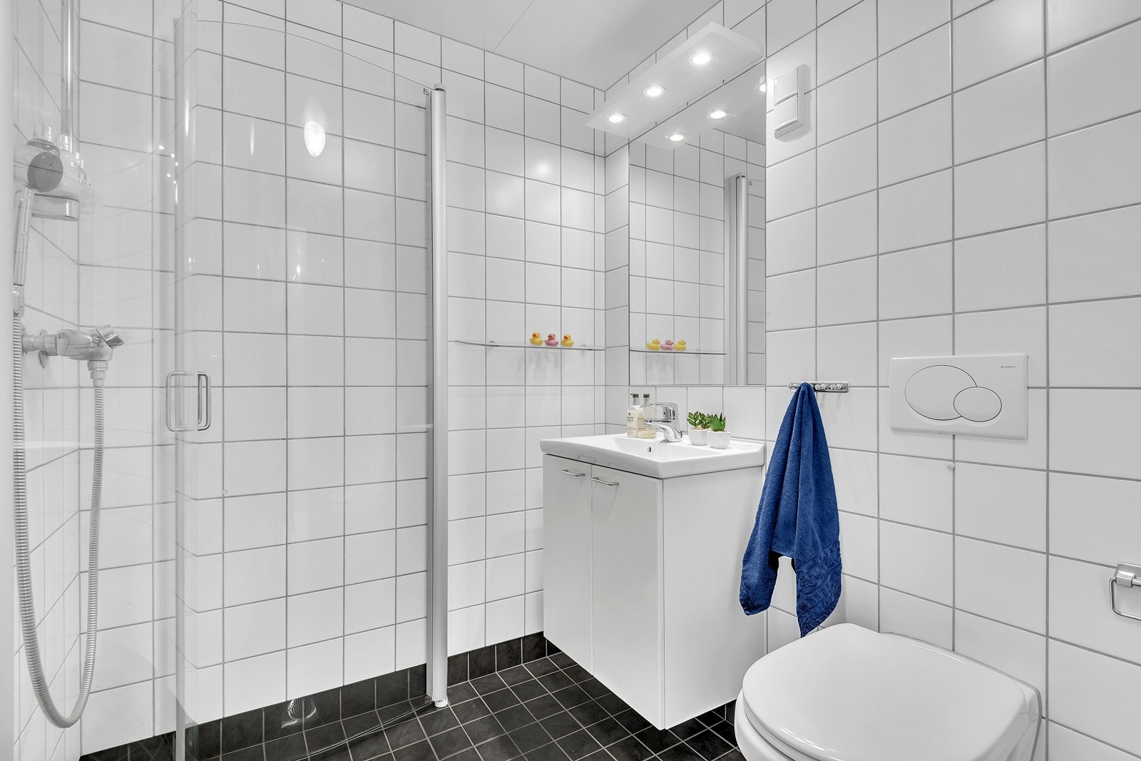 Dusjvegger i glass som kan foldes inn etter bruk Galleribilde