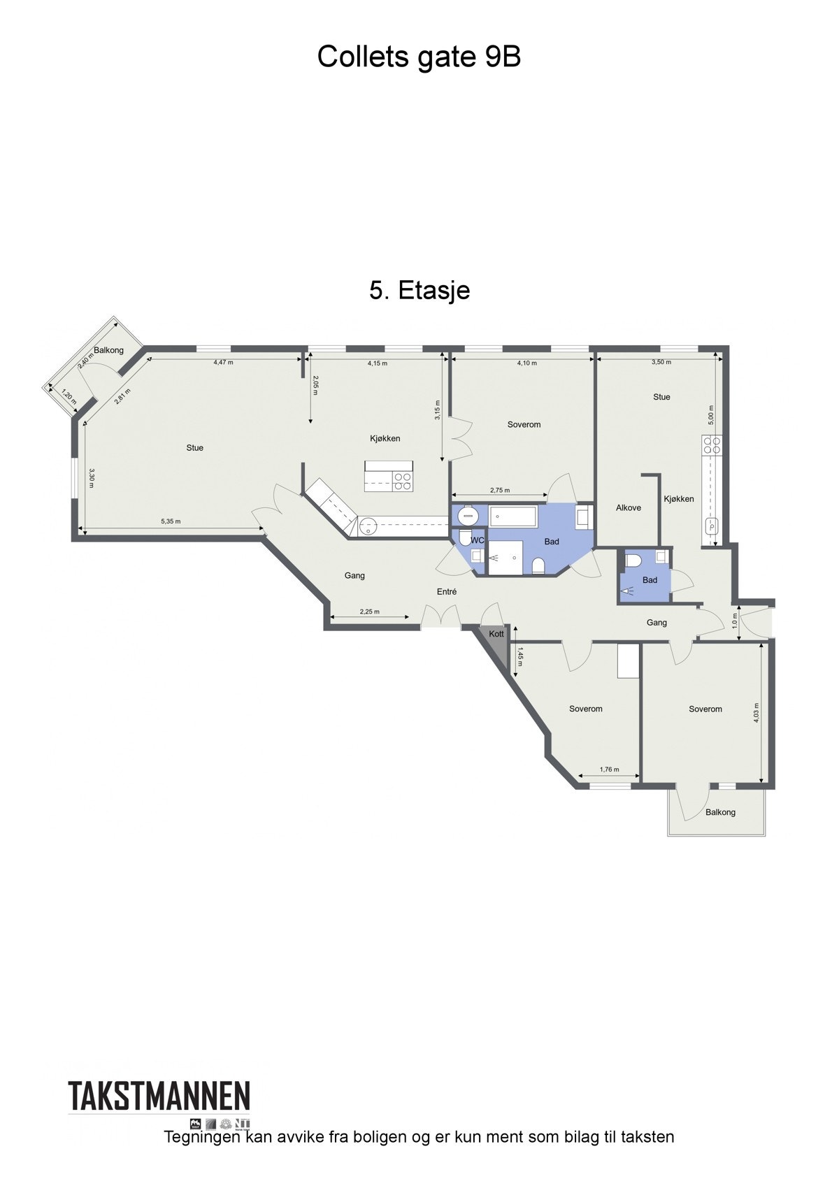 Floorplan letterhead - Collets gate 9B - 5. Etasje - 2D Floor Plan Galleribilde