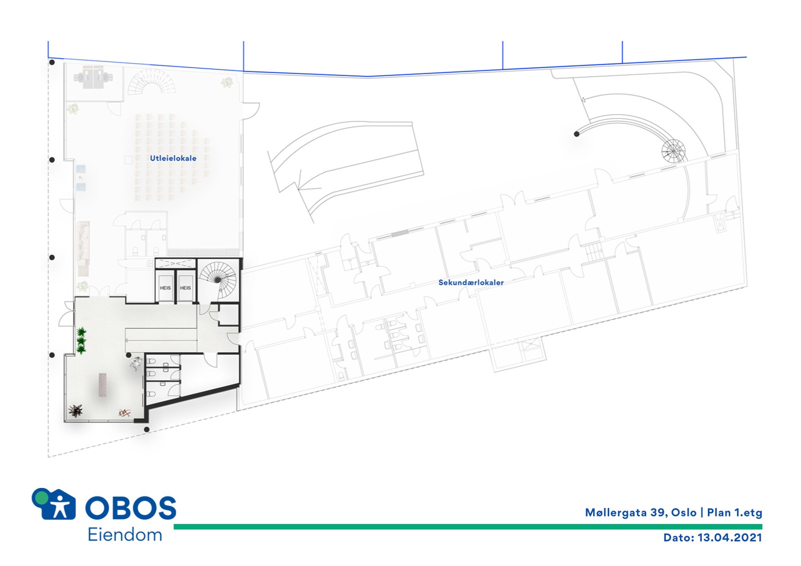 Plantegning 1. etasje Galleribilde