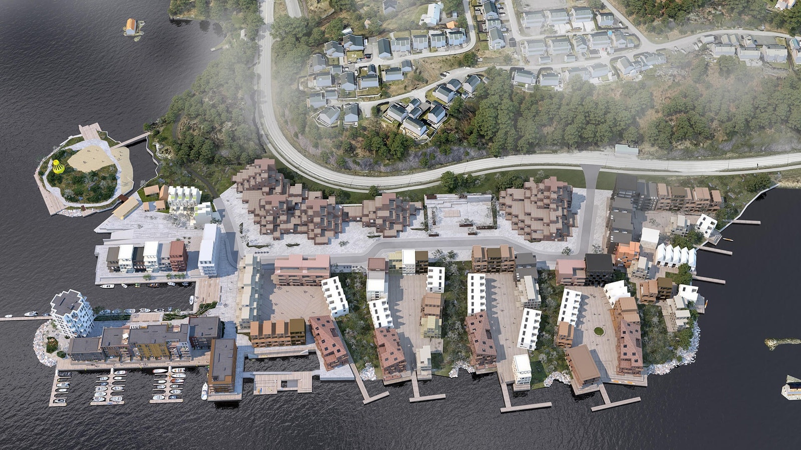 Dette er første byggetrinn av et anlegg som etter hvert blir rundt 1000 boligenheter. Galleribilde