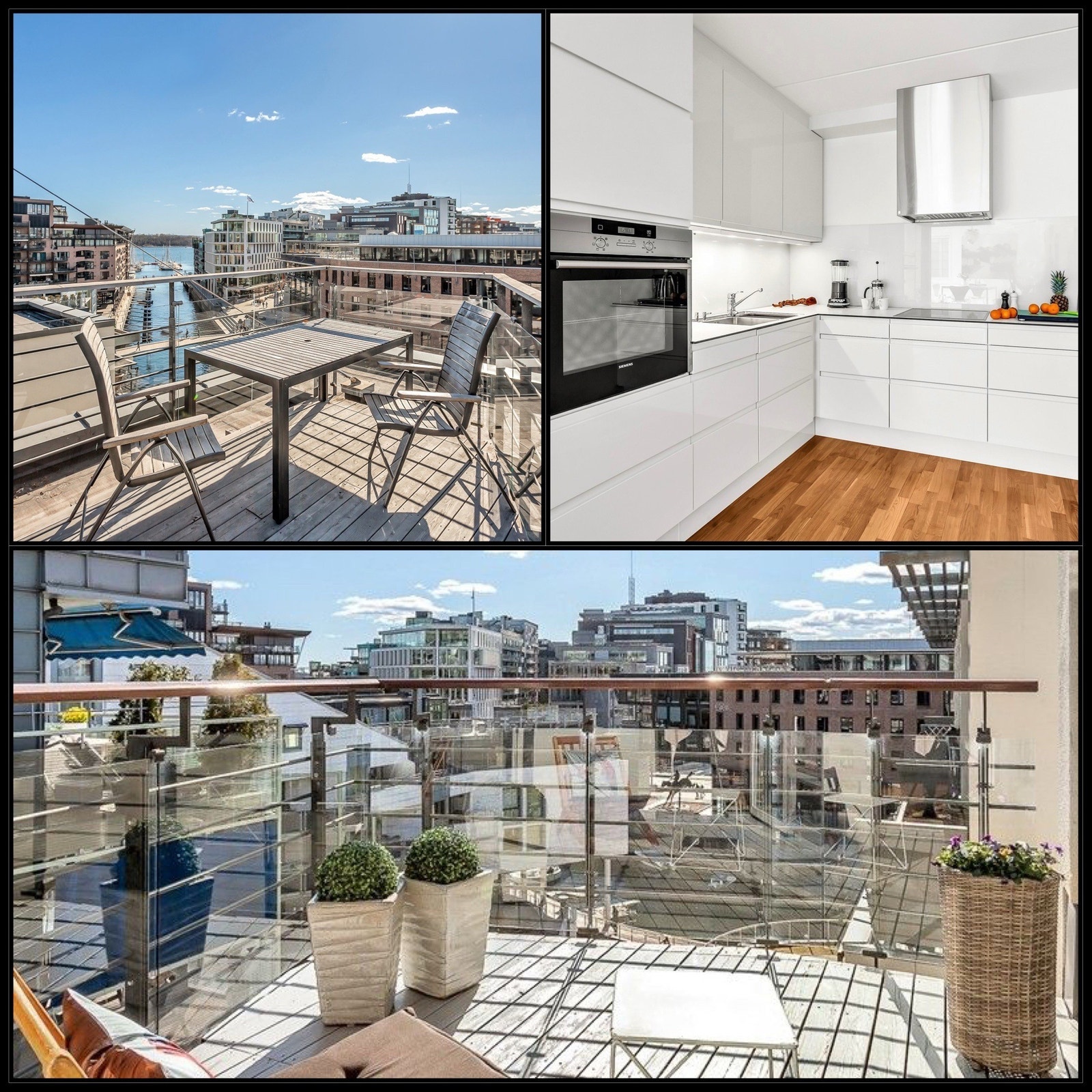 Utsnitt del av kjøkken. takterasse og balkong. Galleribilde