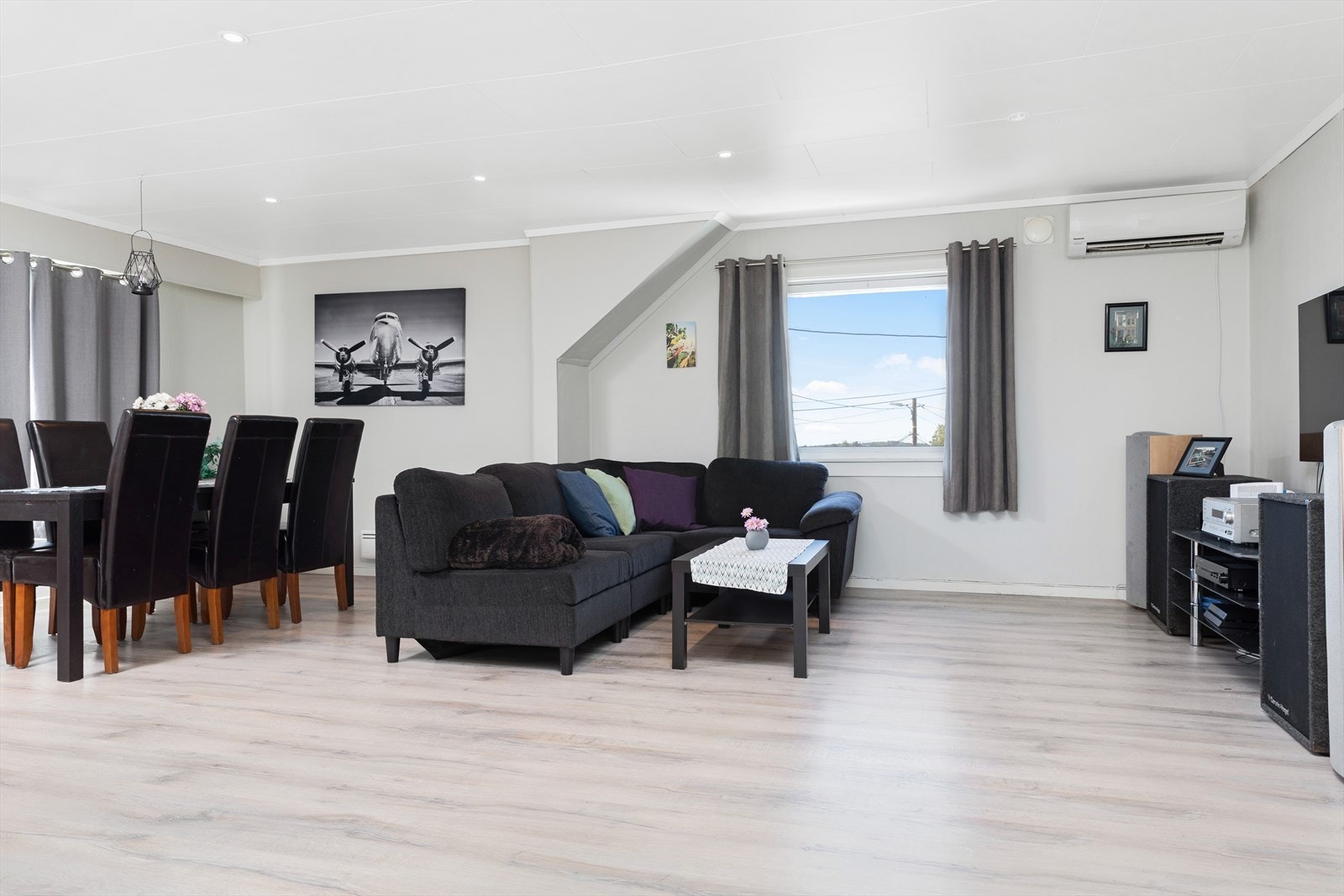 Stue med varmepumpe/aircondition Galleribilde