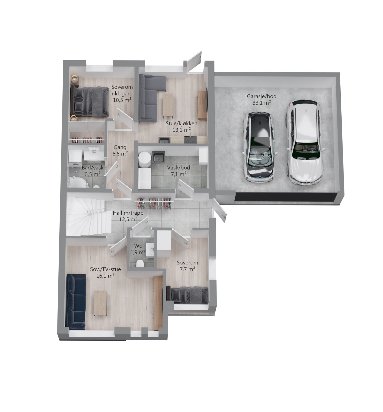 Planløsning 1. etasje Thulittveien 30 Galleribilde