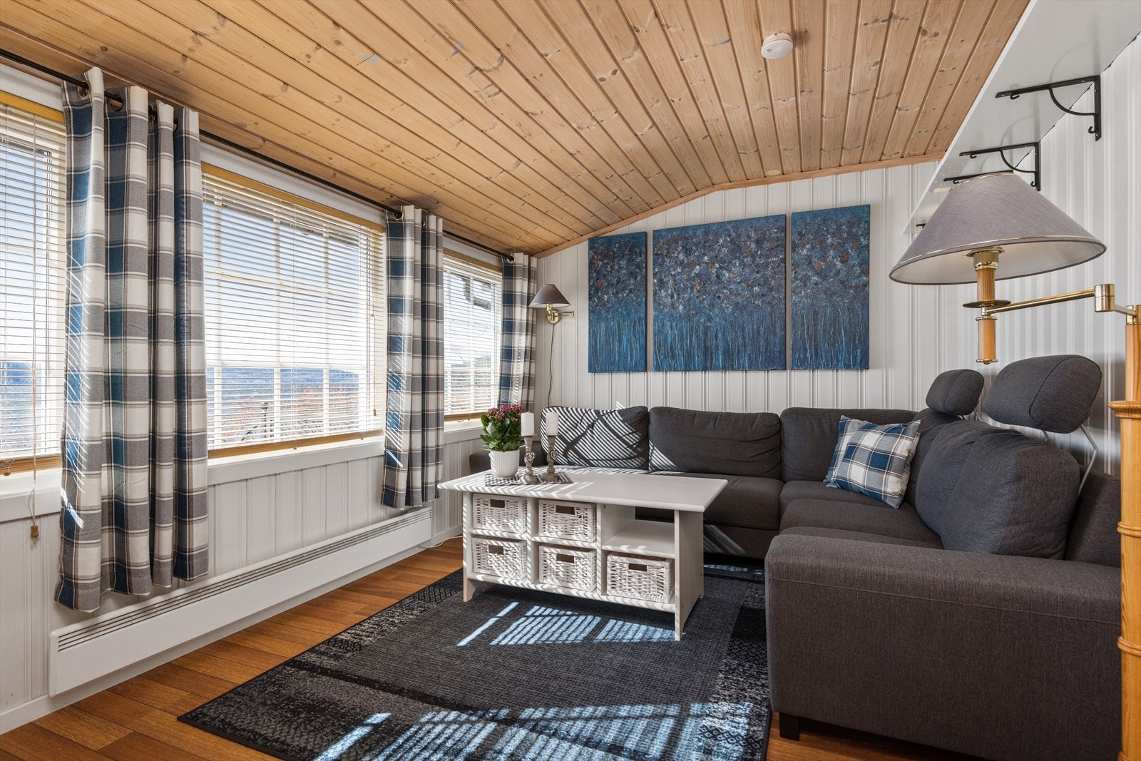 Rommet har god plass til en stor sofa samt TV-møbel Galleribilde