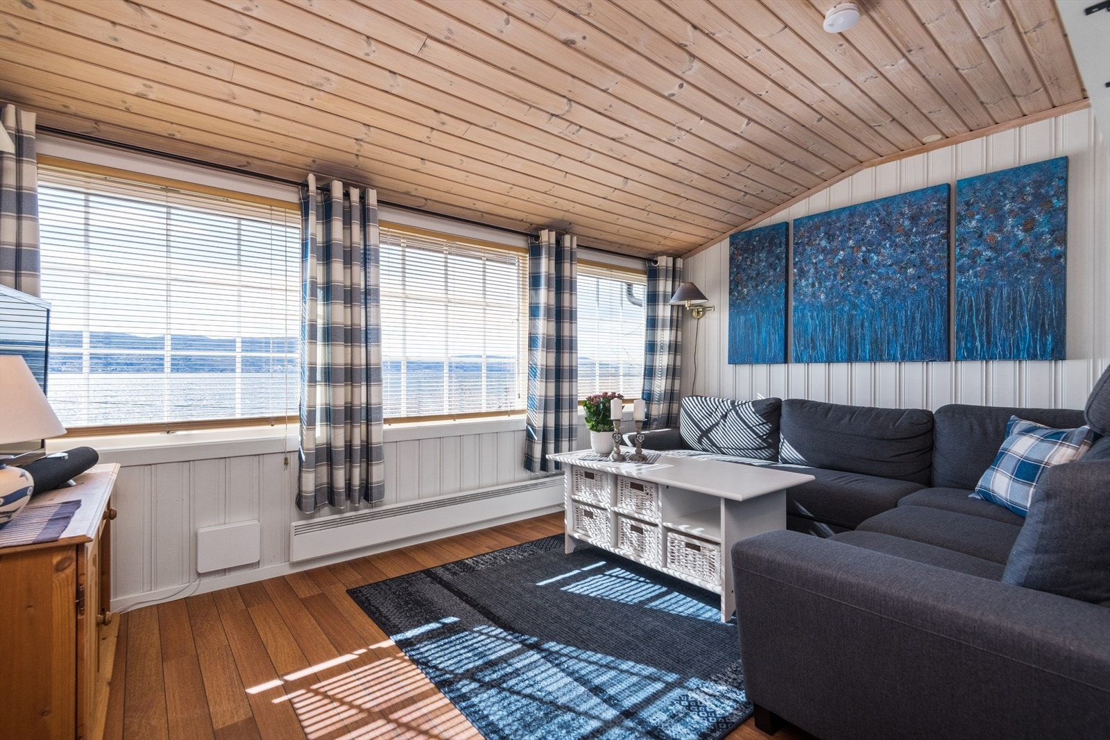 De store vindusflatene i stuen sørger for rikelig med lysinslipp, samt en fantastisk utsikt over Drammensfjorden Galleribilde