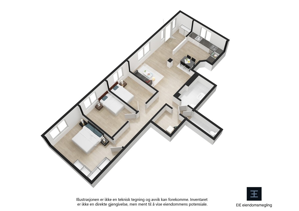 3D planløsning. Galleribilde