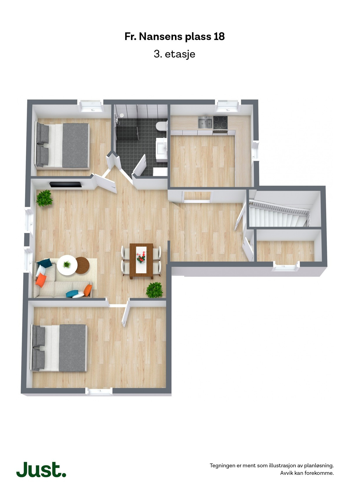 Planskisse 3.etasje 3D
