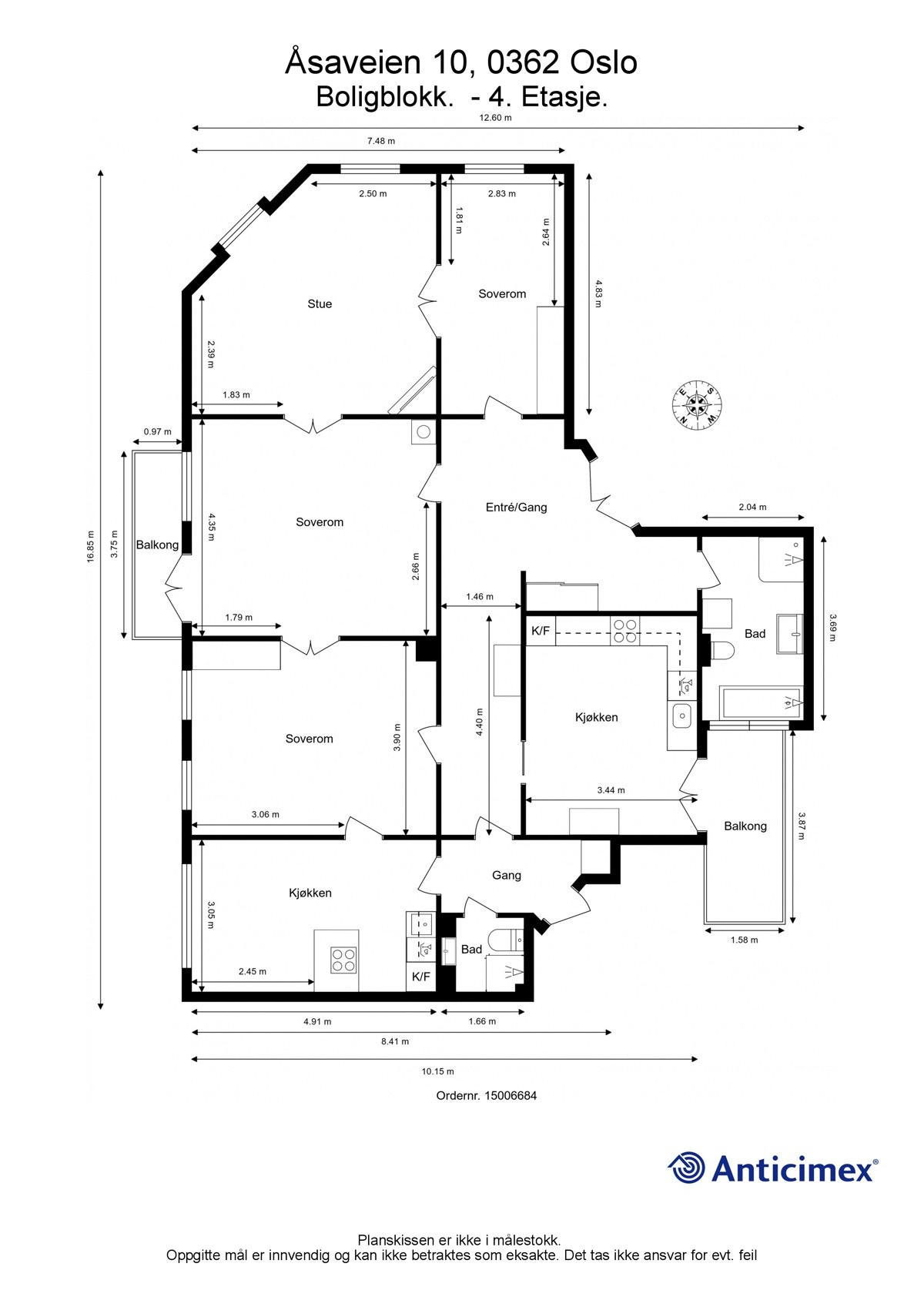 P-rom på 153m2. Leiligheten disponerer også en kjellerbod på 16m2, 2 loftsboder på ca. 5m2 hver. En disponibel bod/vaskerom i baktrapp på ca. 1m2. Galleribilde