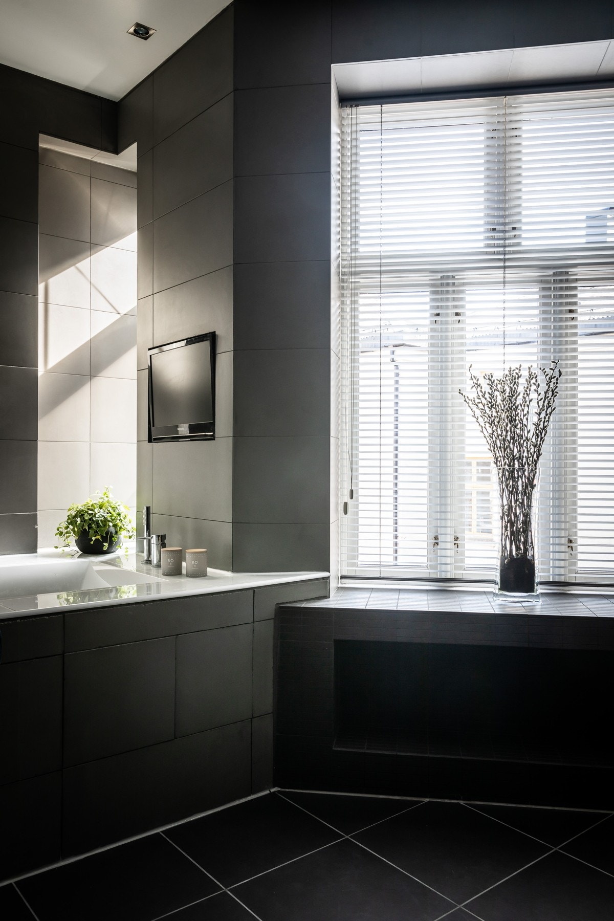 Lyst bad med TV i tilknytning til badekar Galleribilde