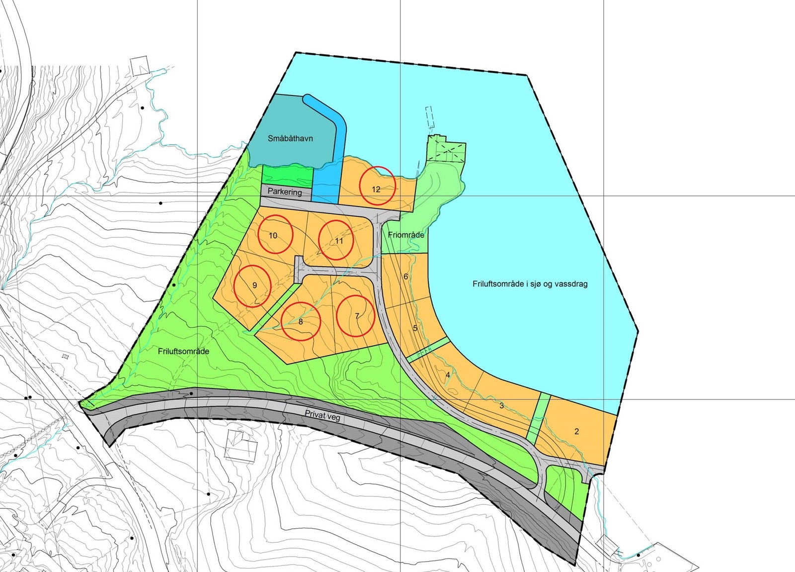Ledige tomter markert i rødt Galleribilde