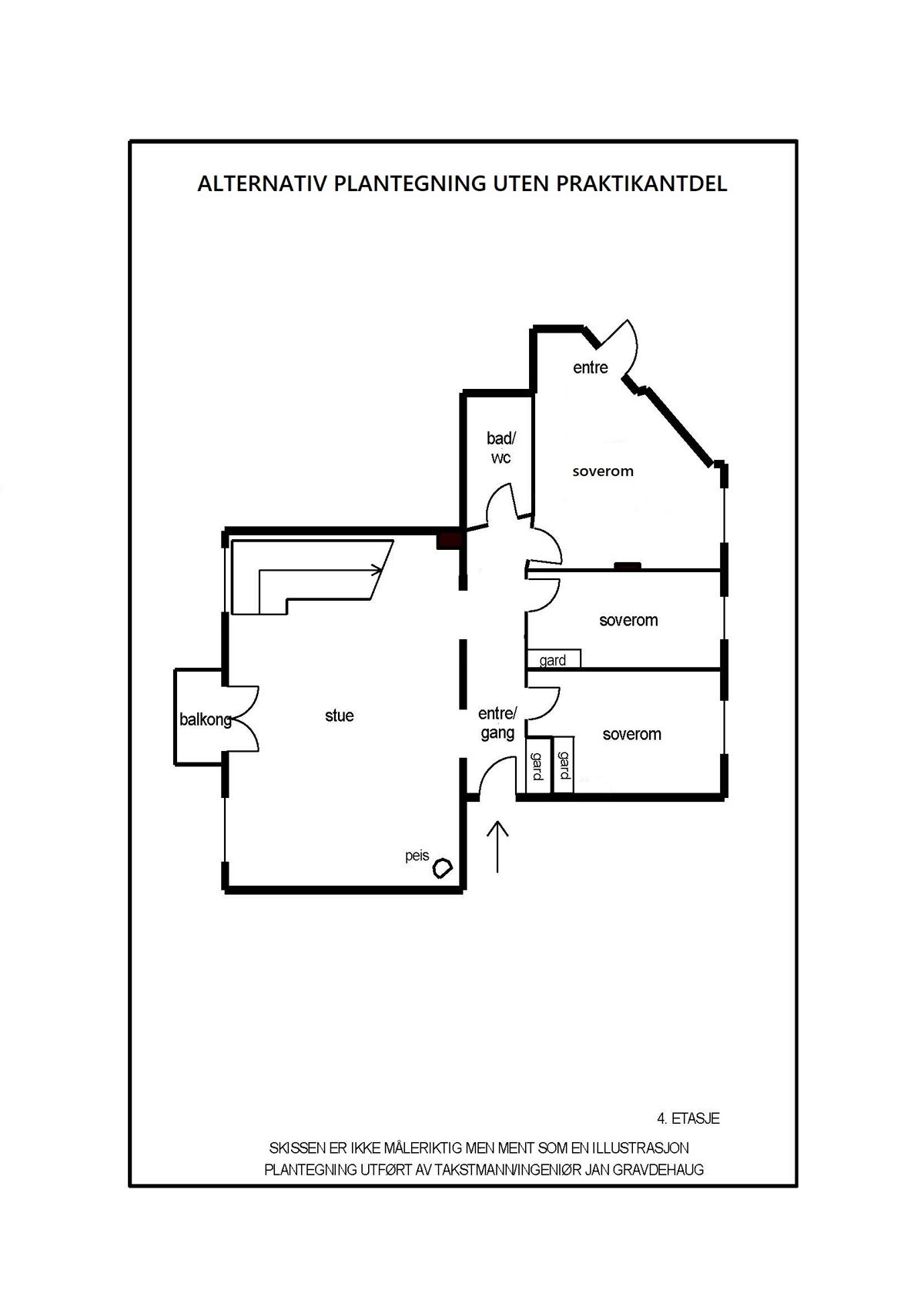 Alternativ plantegning uten praktikantdel I. Galleribilde