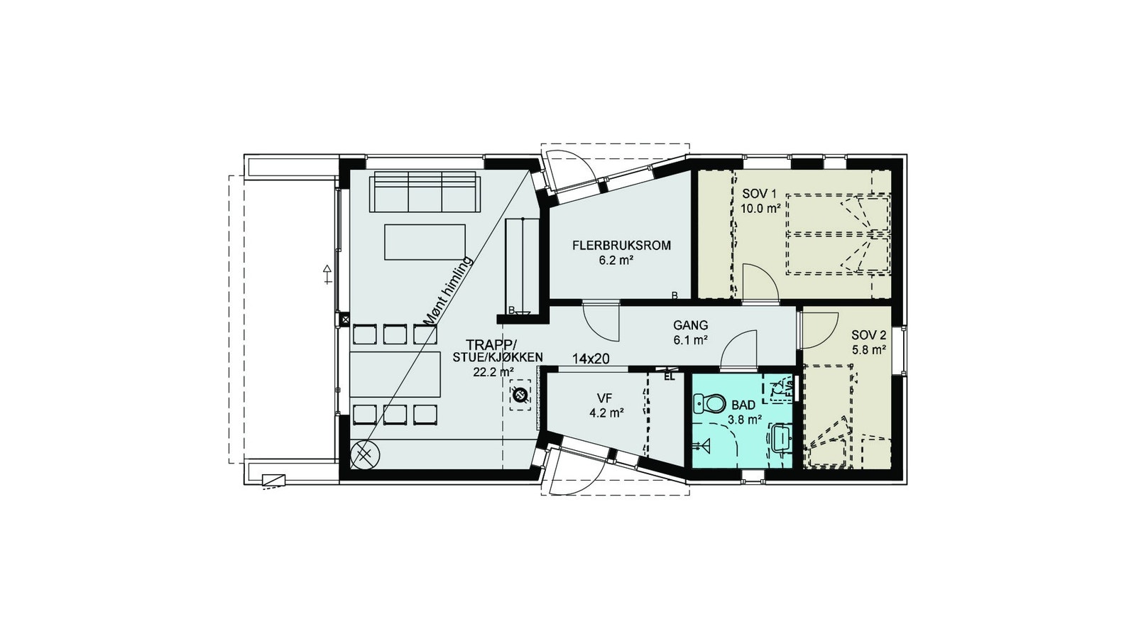 Plantegning hovedplan - Konsept V2 Galleribilde