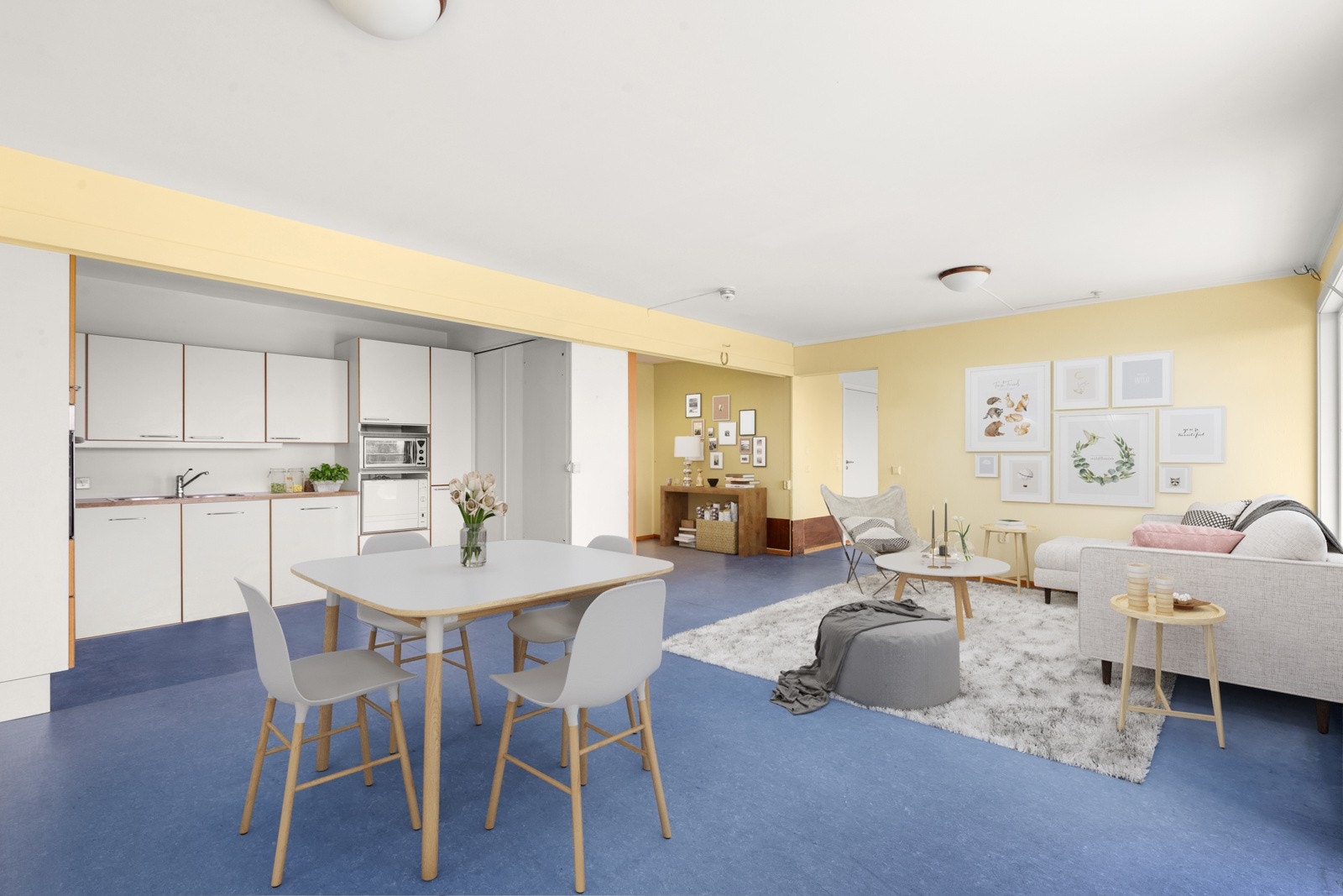 illustrasjonsbilde for å vise den romslige størrelsen på leiligheten. Galleribilde