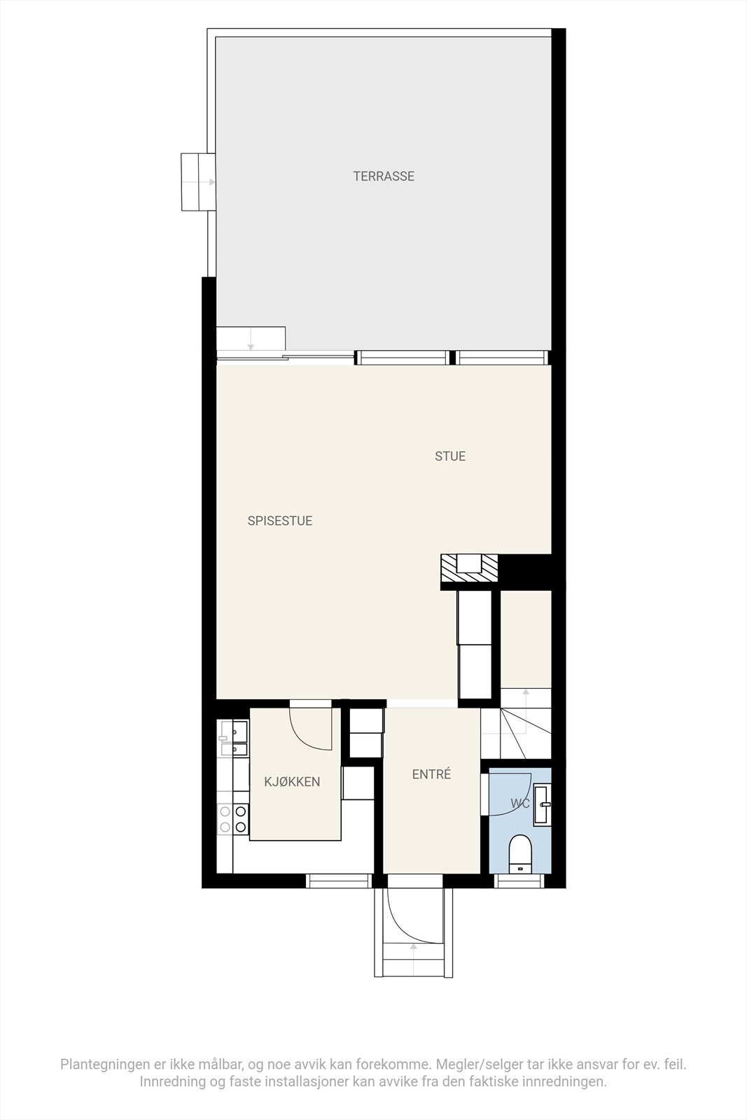 Det første vi ønsker å presentere er planløsningen i 1.etasje. Galleribilde