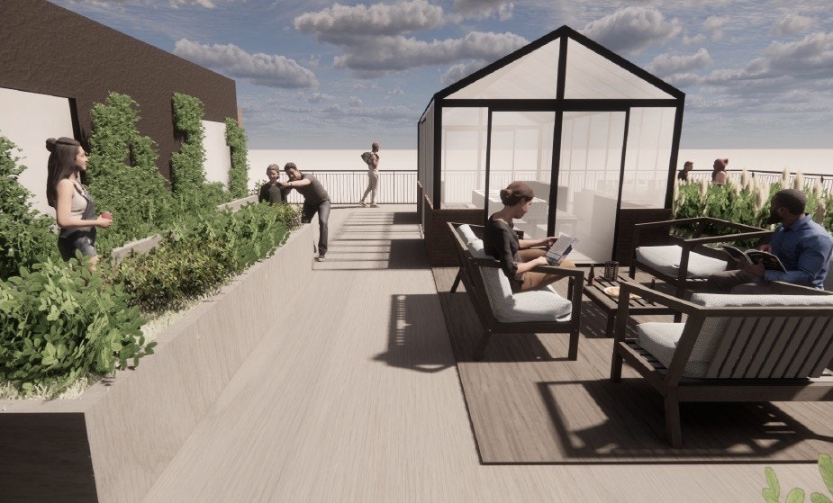 Skisse for prosjektet på takterrassen Galleribilde