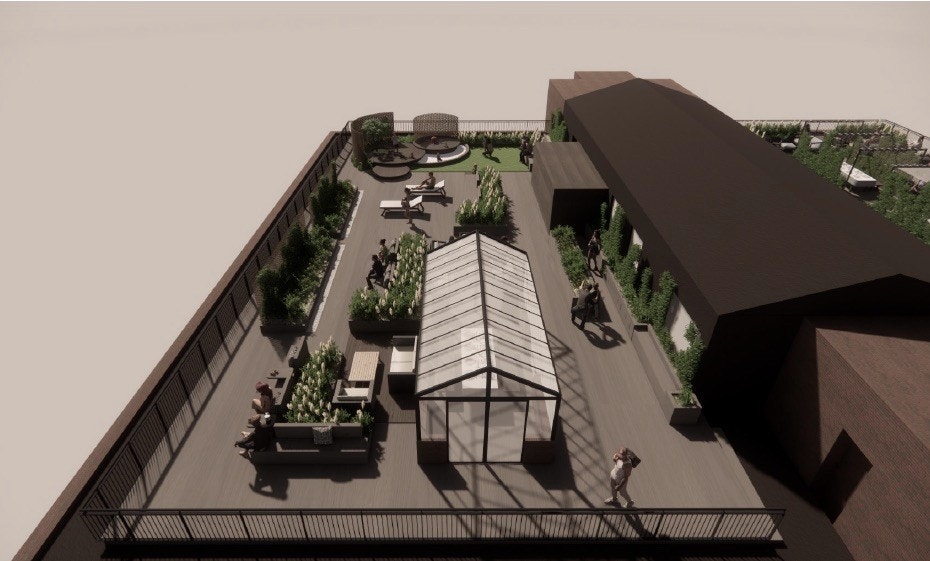 Skisse for prosjektet på takterrassen Galleribilde